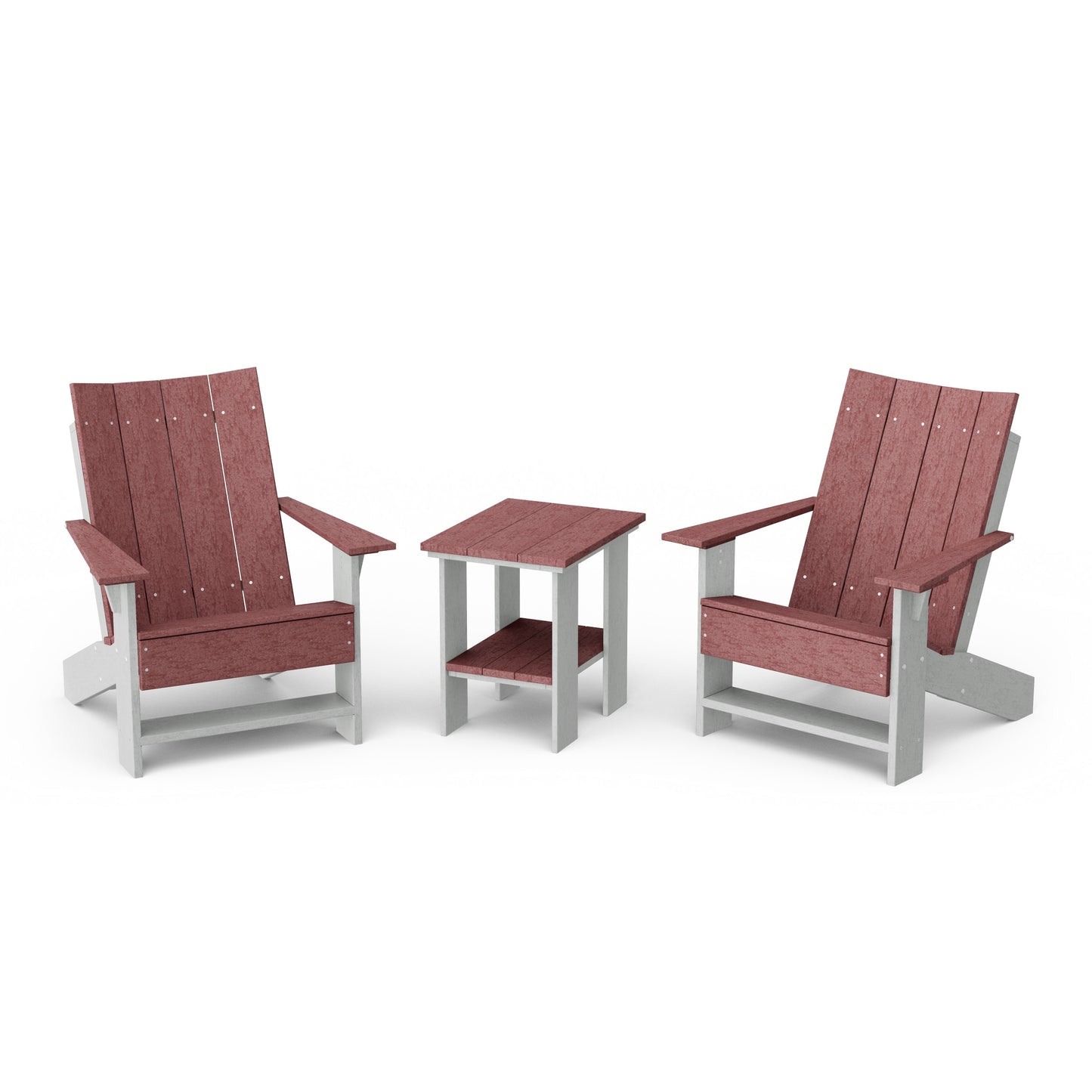 Contemporary 3-Piece Modern Adirondack Chair Set with Side Table