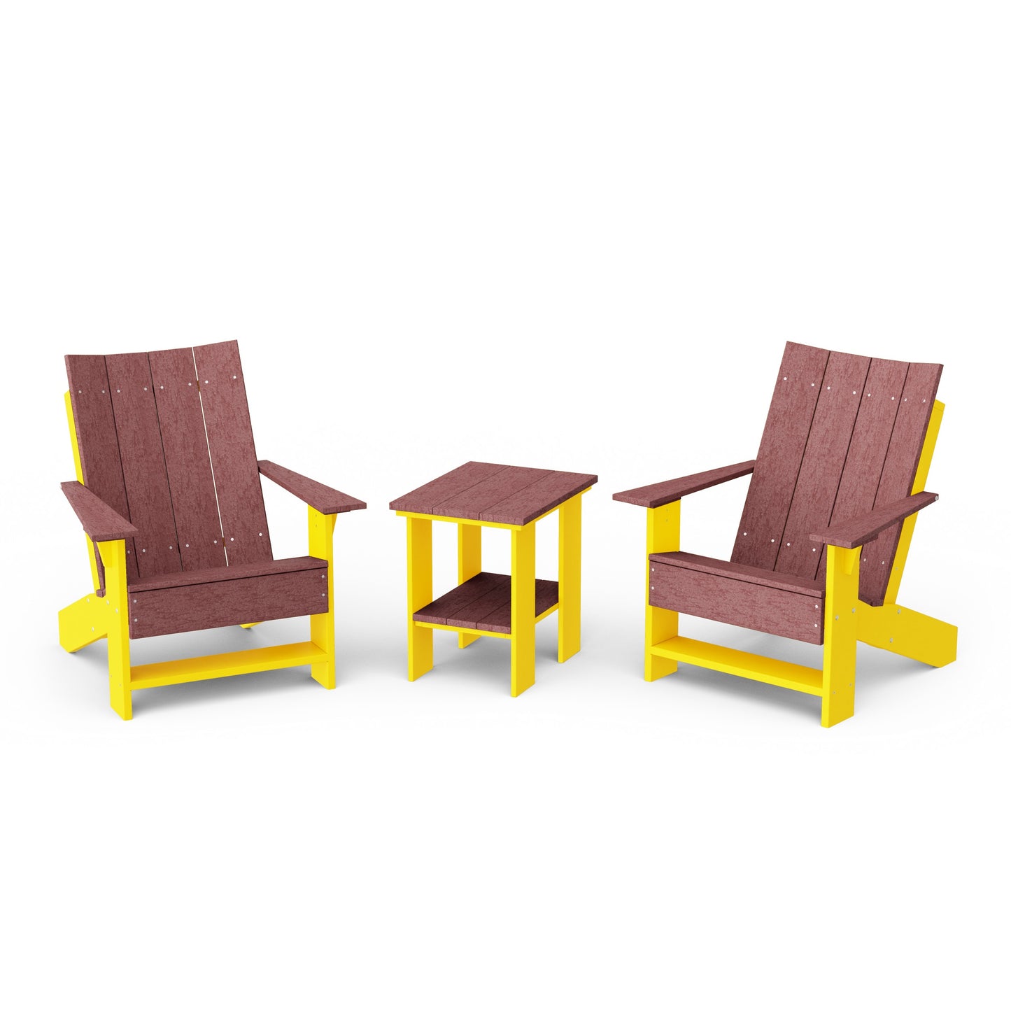 Contemporary 3-Piece Modern Adirondack Chair Set with Side Table