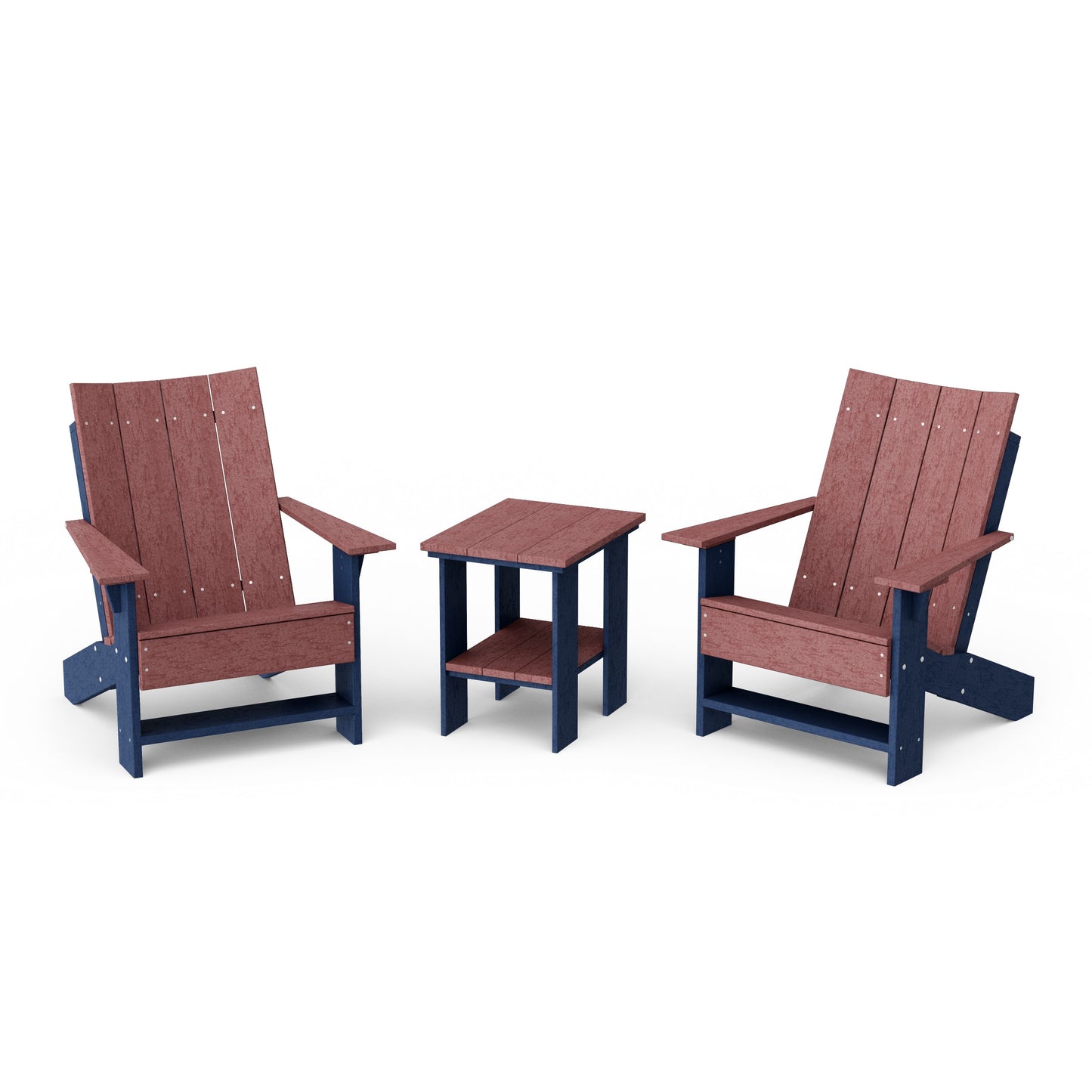 Contemporary 3-Piece Modern Adirondack Chair Set with Side Table