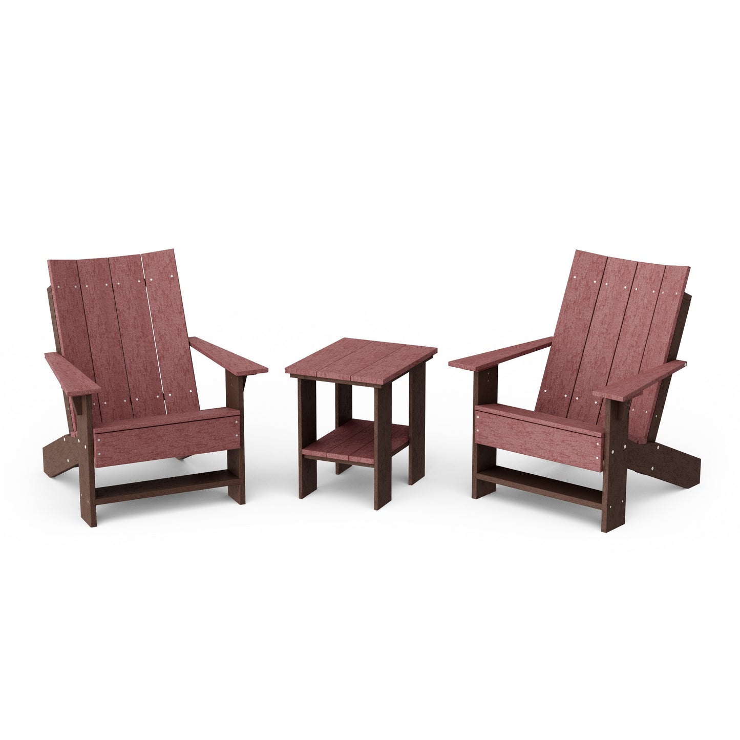 Contemporary 3-Piece Modern Adirondack Chair Set with Side Table