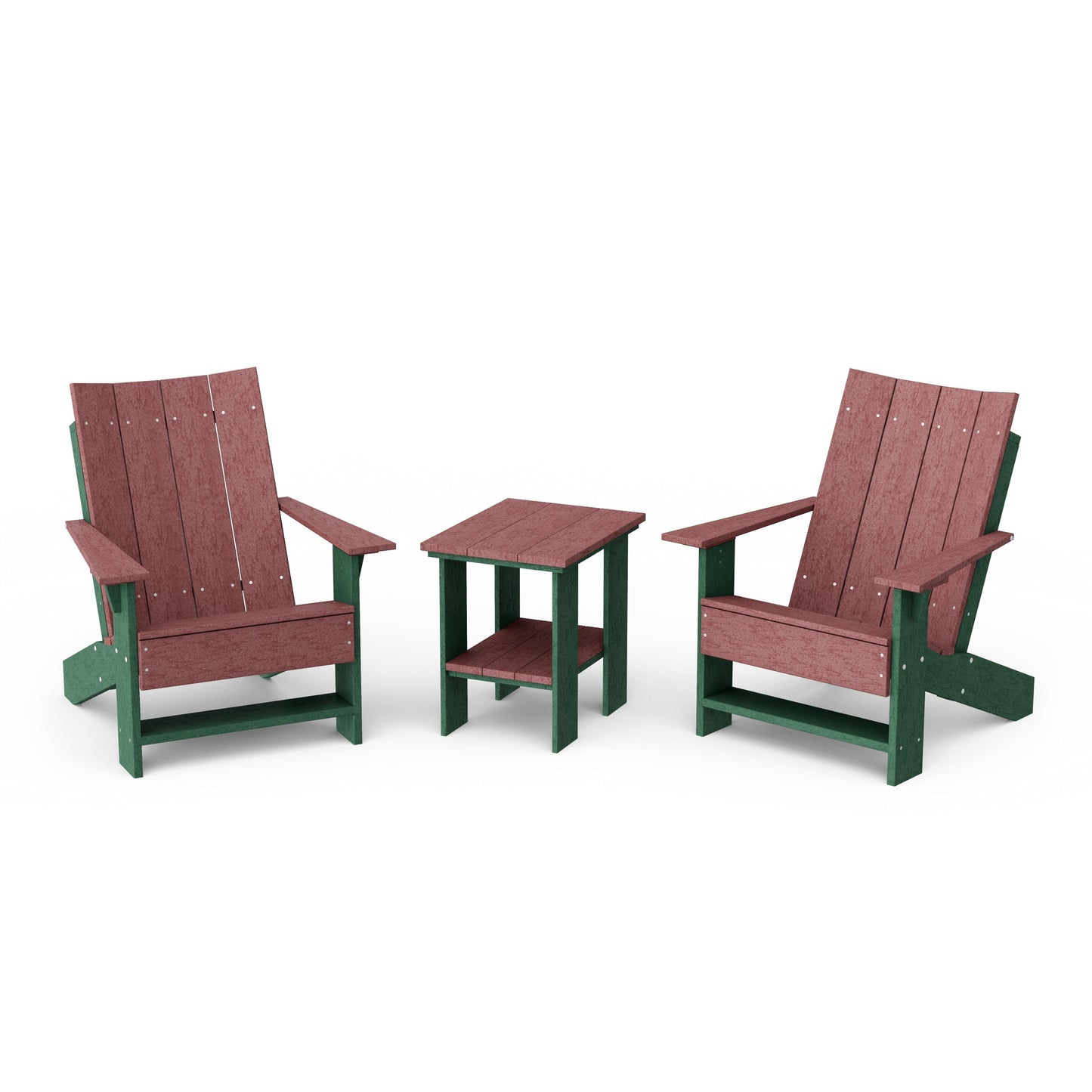 Contemporary 3-Piece Modern Adirondack Chair Set with Side Table