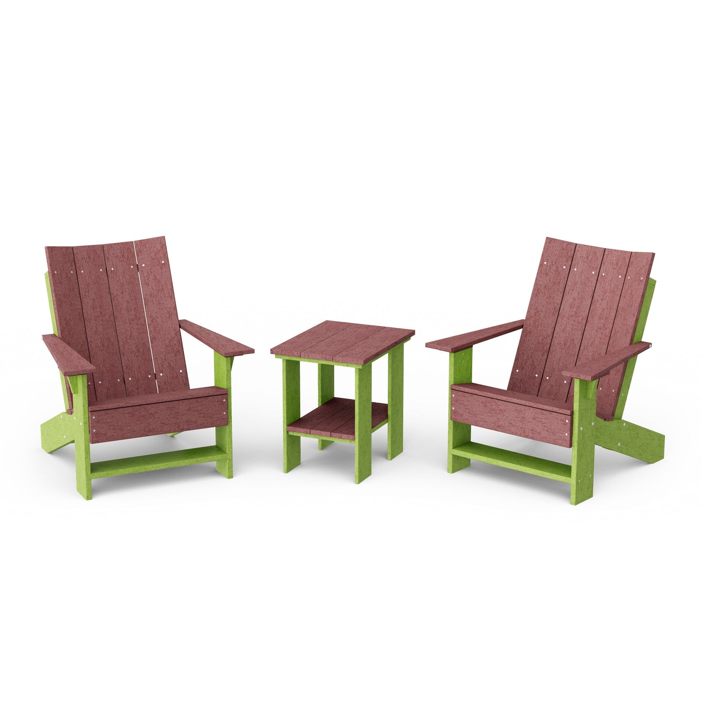 Contemporary 3-Piece Modern Adirondack Chair Set with Side Table
