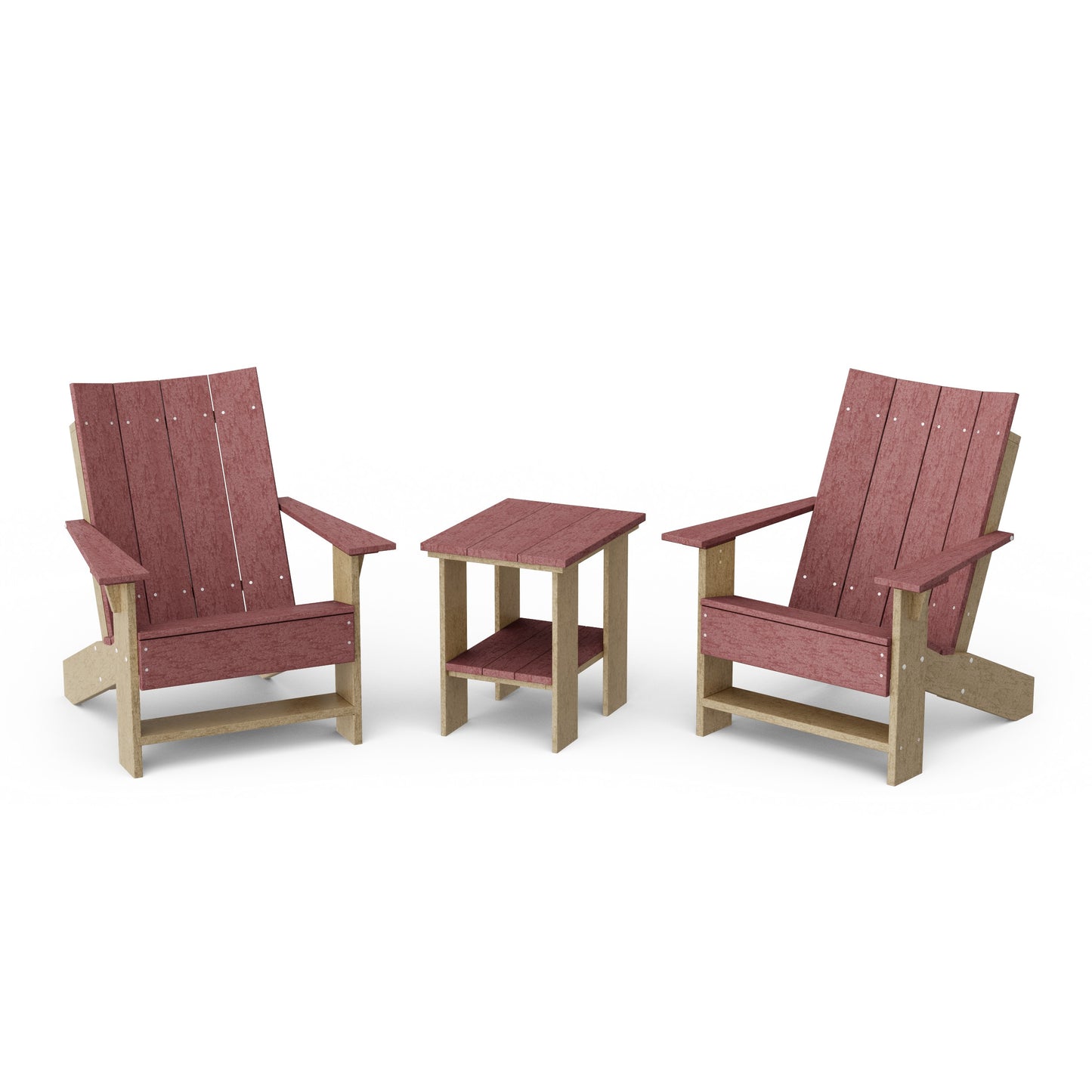 Contemporary 3-Piece Modern Adirondack Chair Set with Side Table