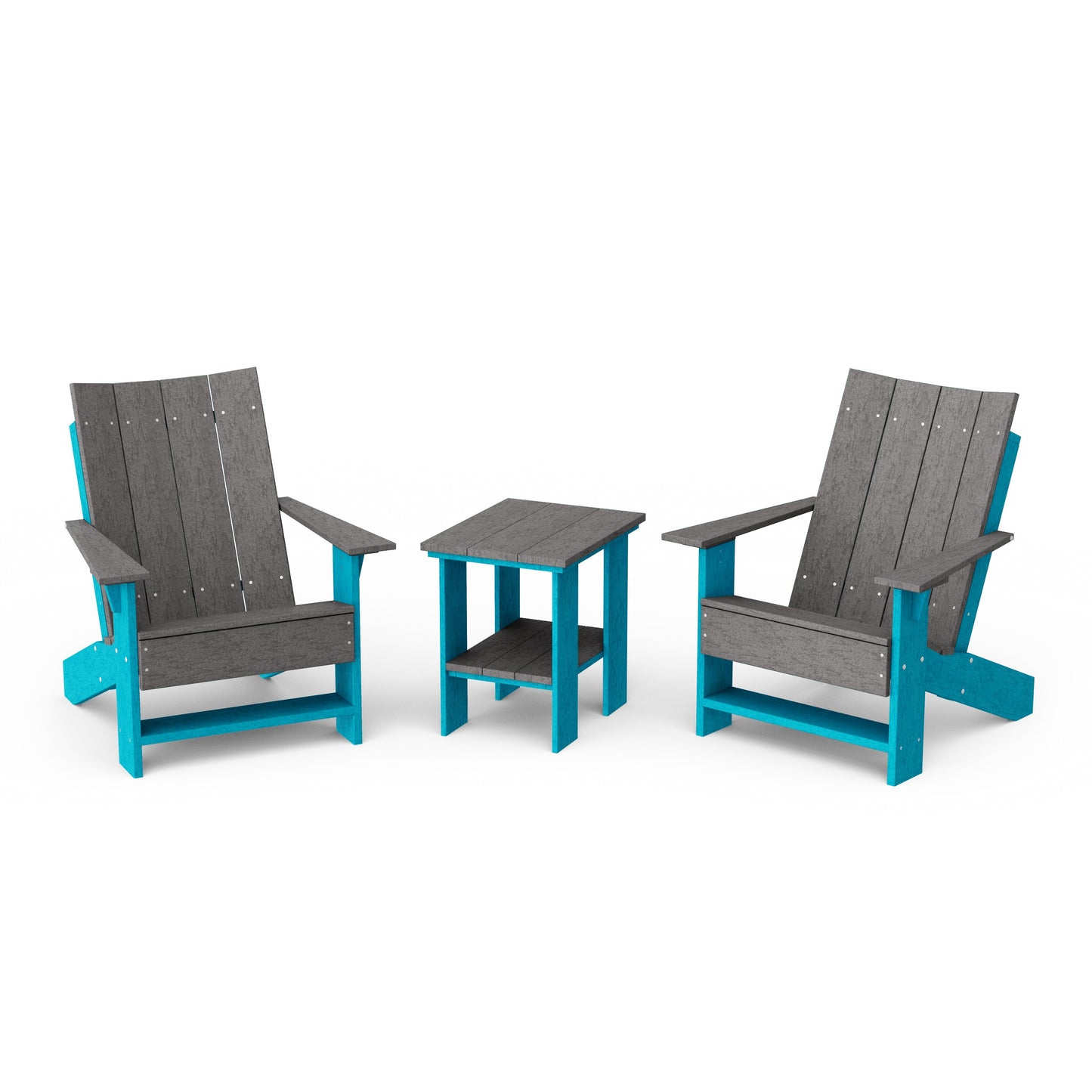 Contemporary 3-Piece Modern Adirondack Chair Set with Side Table