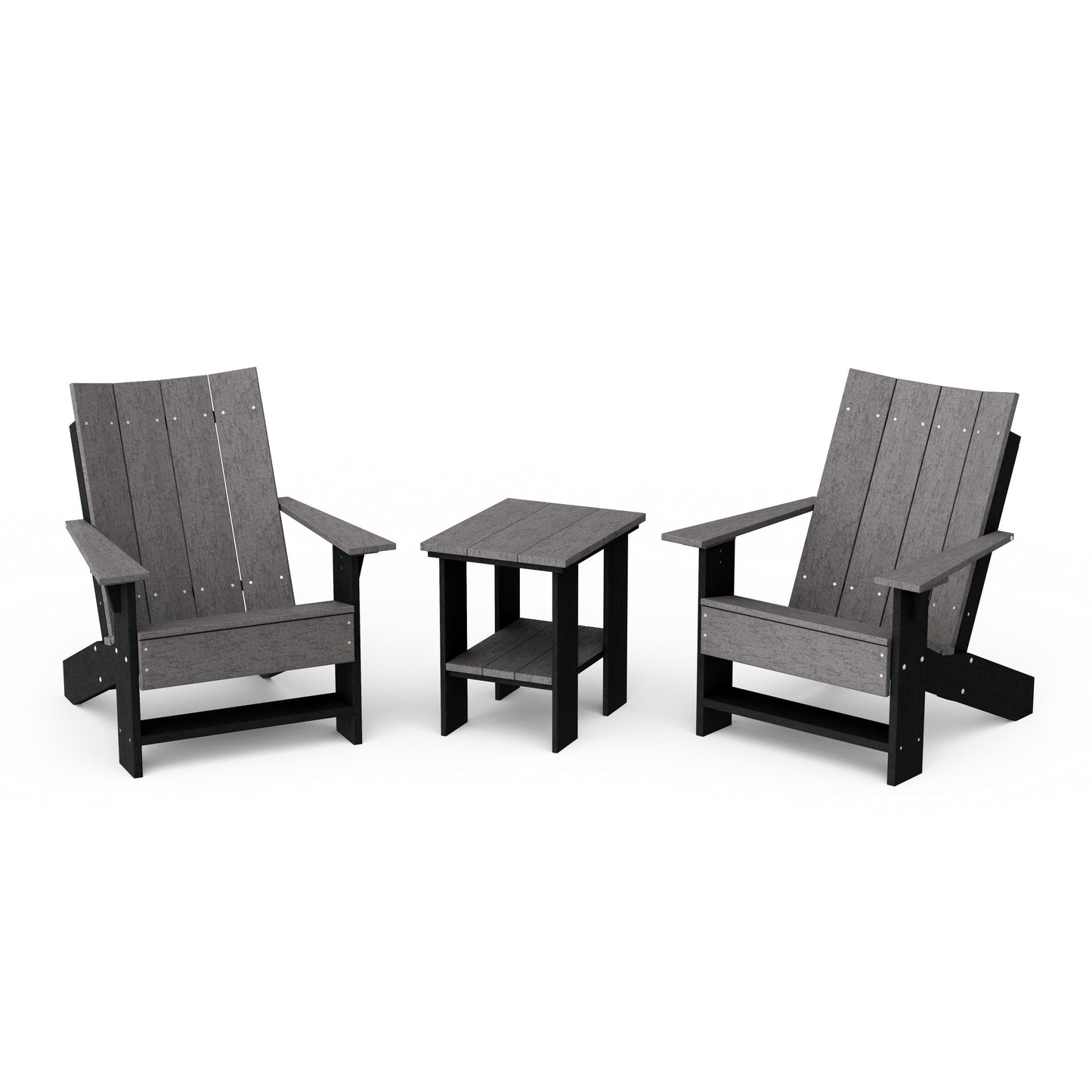 Contemporary 3-Piece Modern Adirondack Chair Set with Side Table