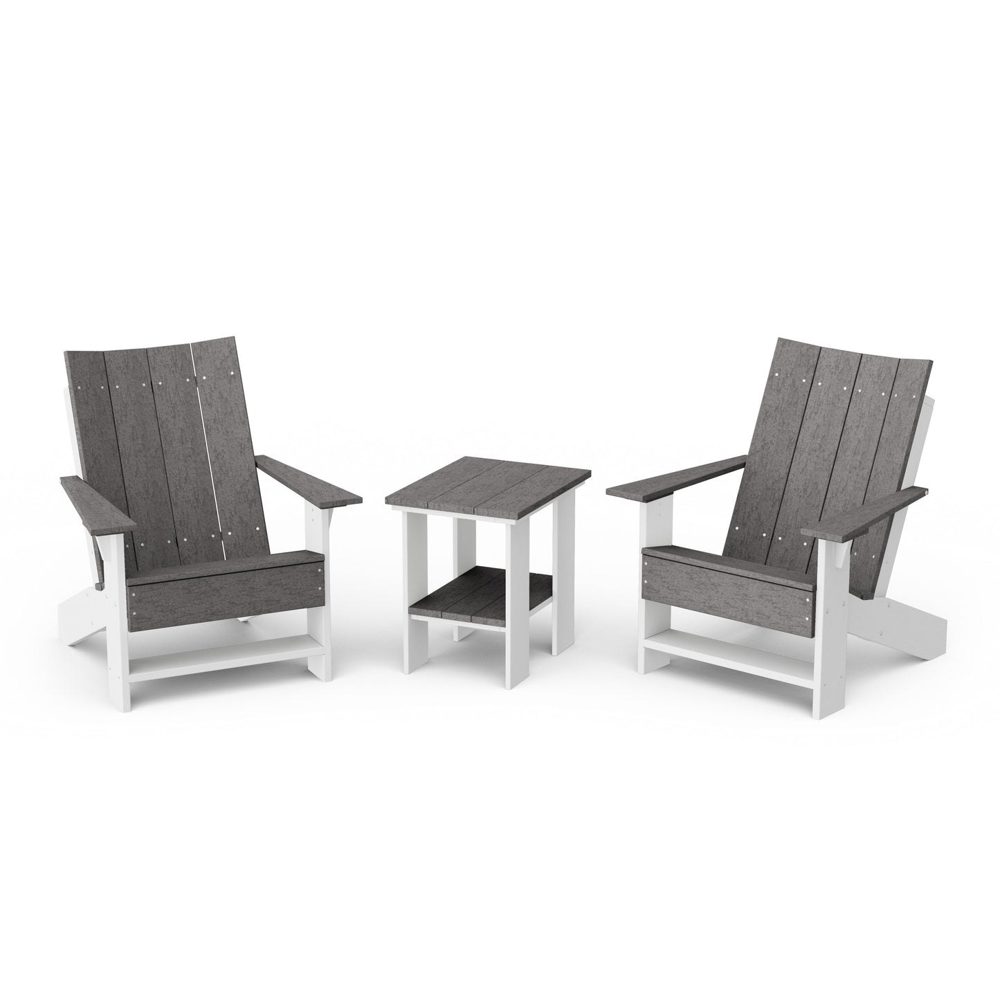 Contemporary 3-Piece Modern Adirondack Chair Set with Side Table