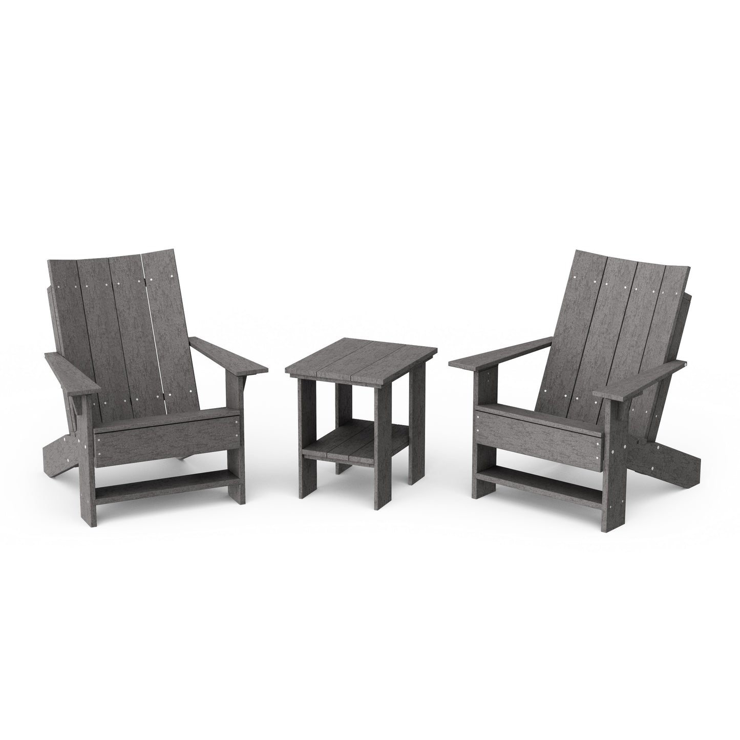 Contemporary 3-Piece Modern Adirondack Chair Set with Side Table
