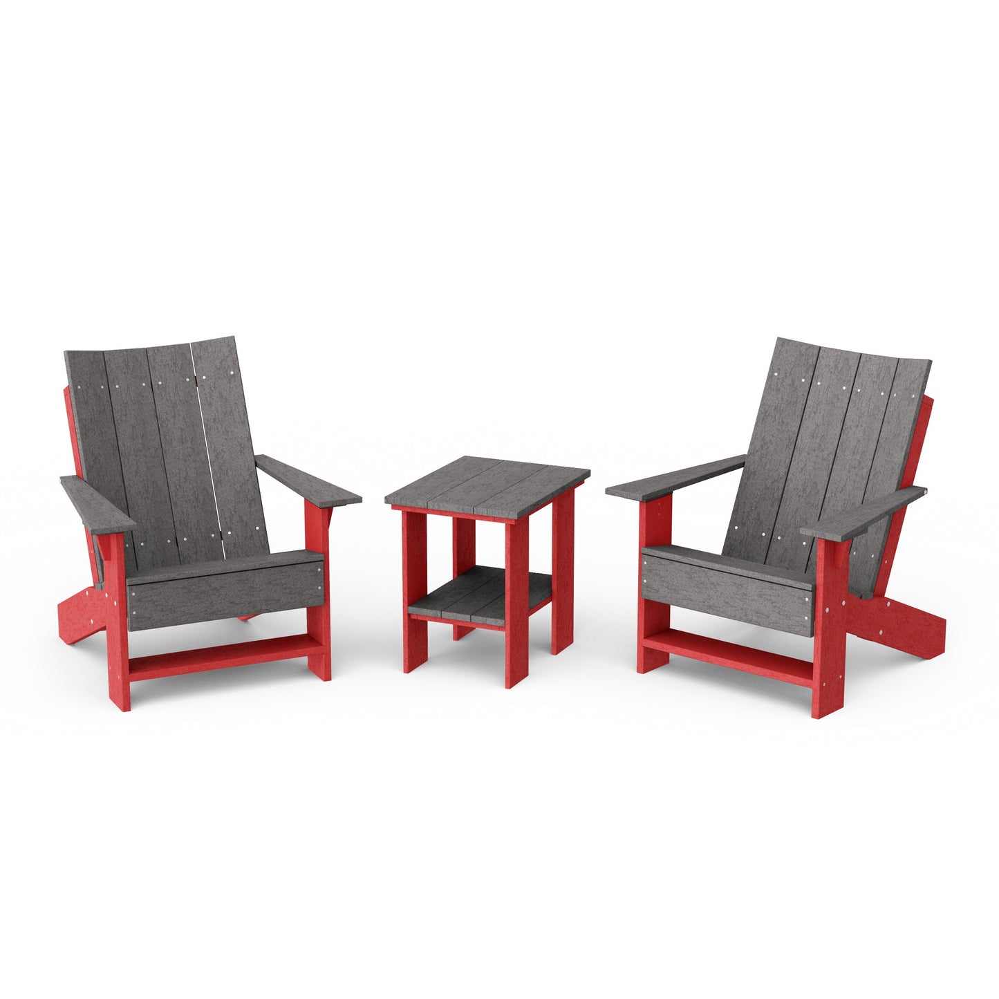 Contemporary 3-Piece Modern Adirondack Chair Set with Side Table