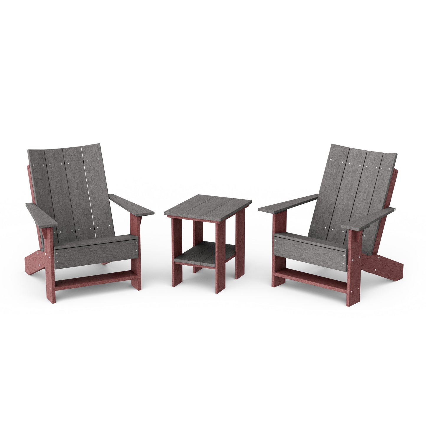 Contemporary 3-Piece Modern Adirondack Chair Set with Side Table