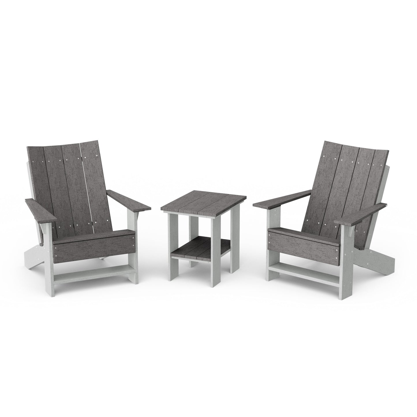 Contemporary 3-Piece Modern Adirondack Chair Set with Side Table