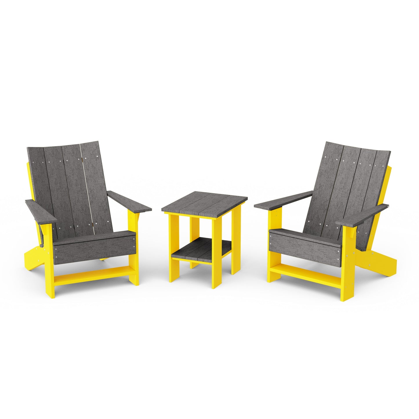 Contemporary 3-Piece Modern Adirondack Chair Set with Side Table