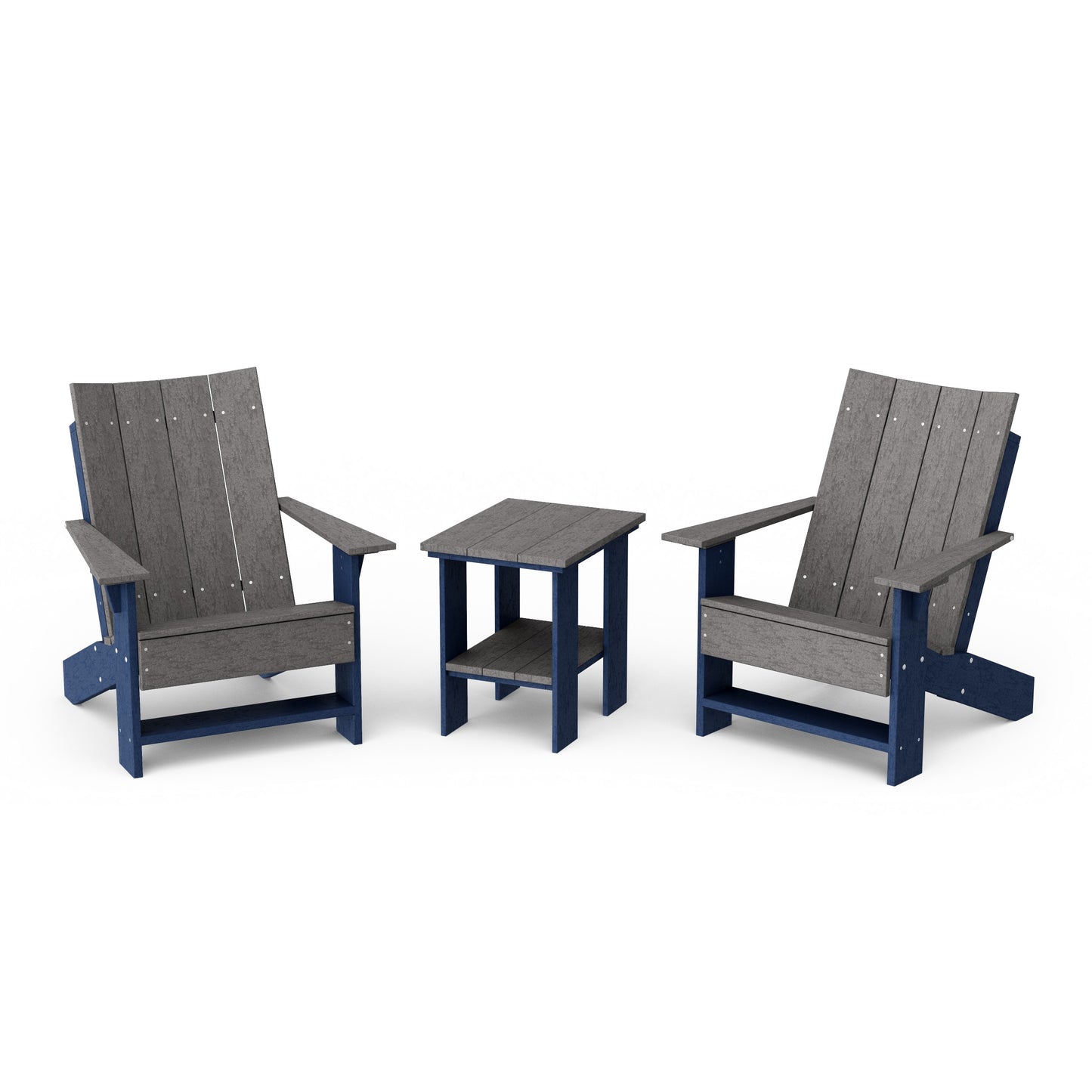 Contemporary 3-Piece Modern Adirondack Chair Set with Side Table