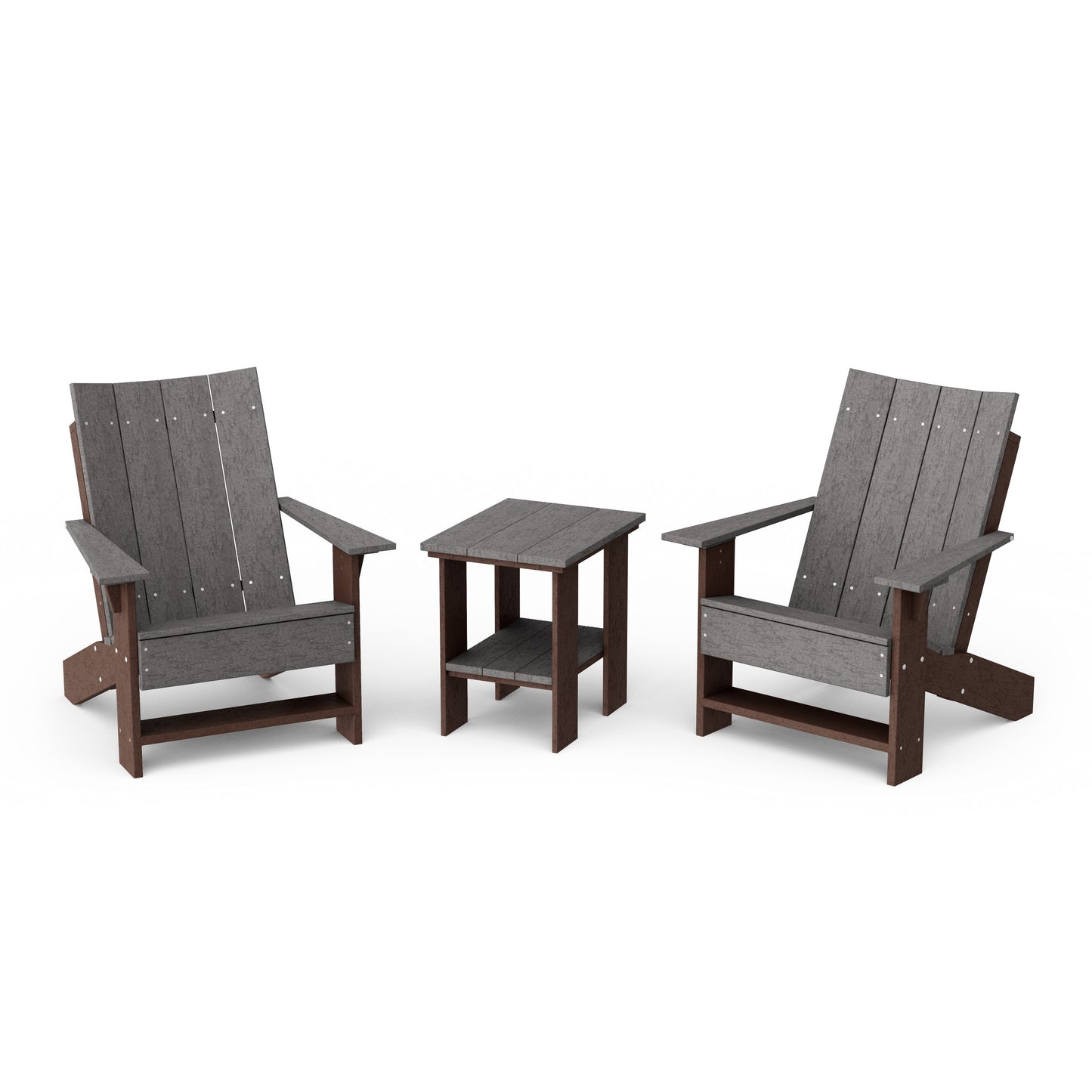 Contemporary 3-Piece Modern Adirondack Chair Set with Side Table