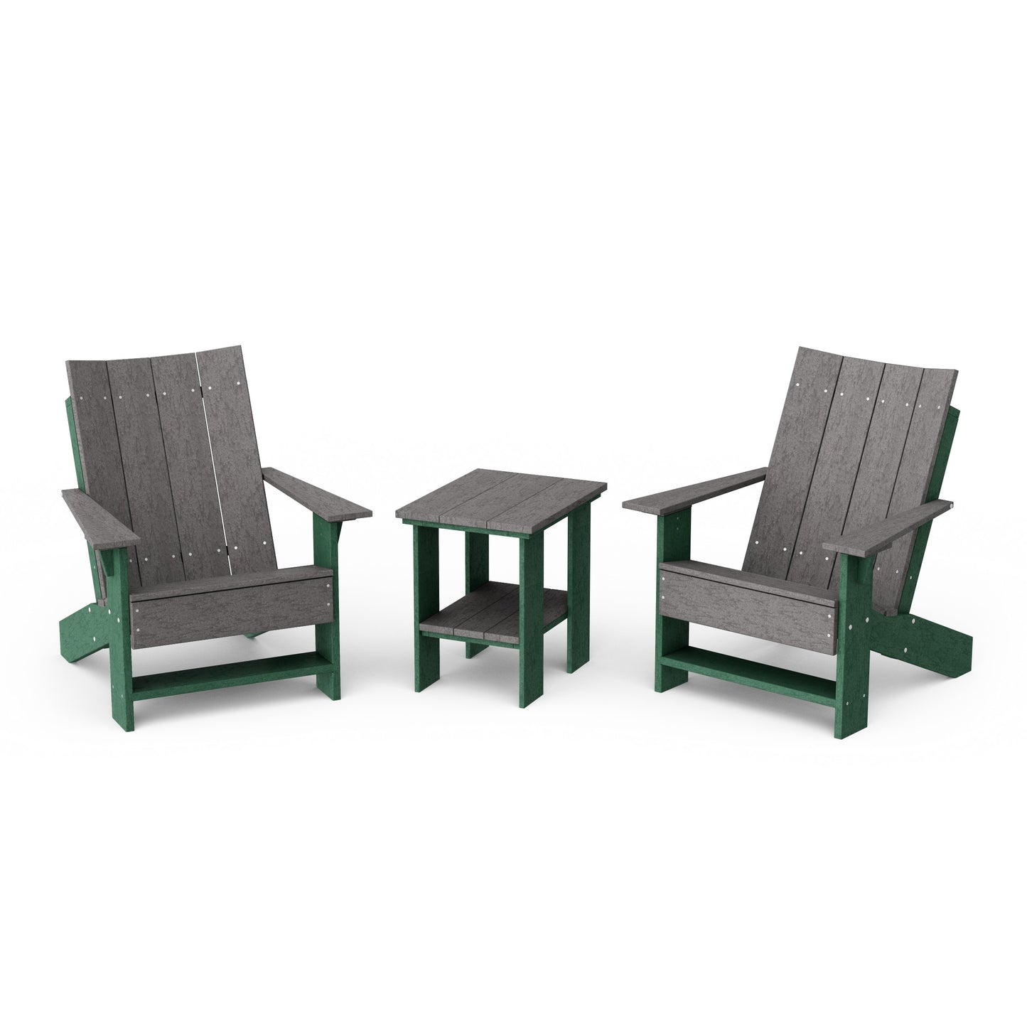 Contemporary 3-Piece Modern Adirondack Chair Set with Side Table