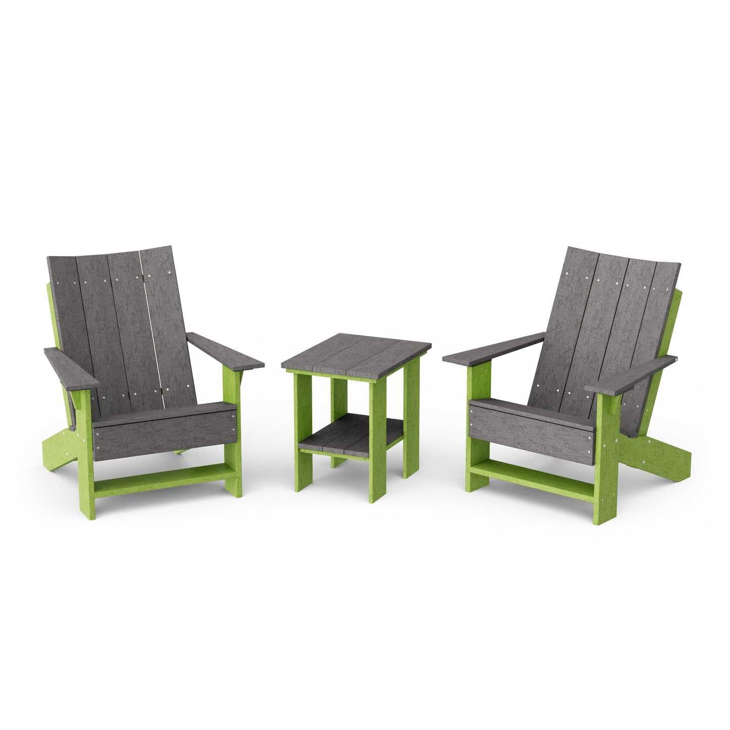 Contemporary 3-Piece Modern Adirondack Chair Set with Side Table