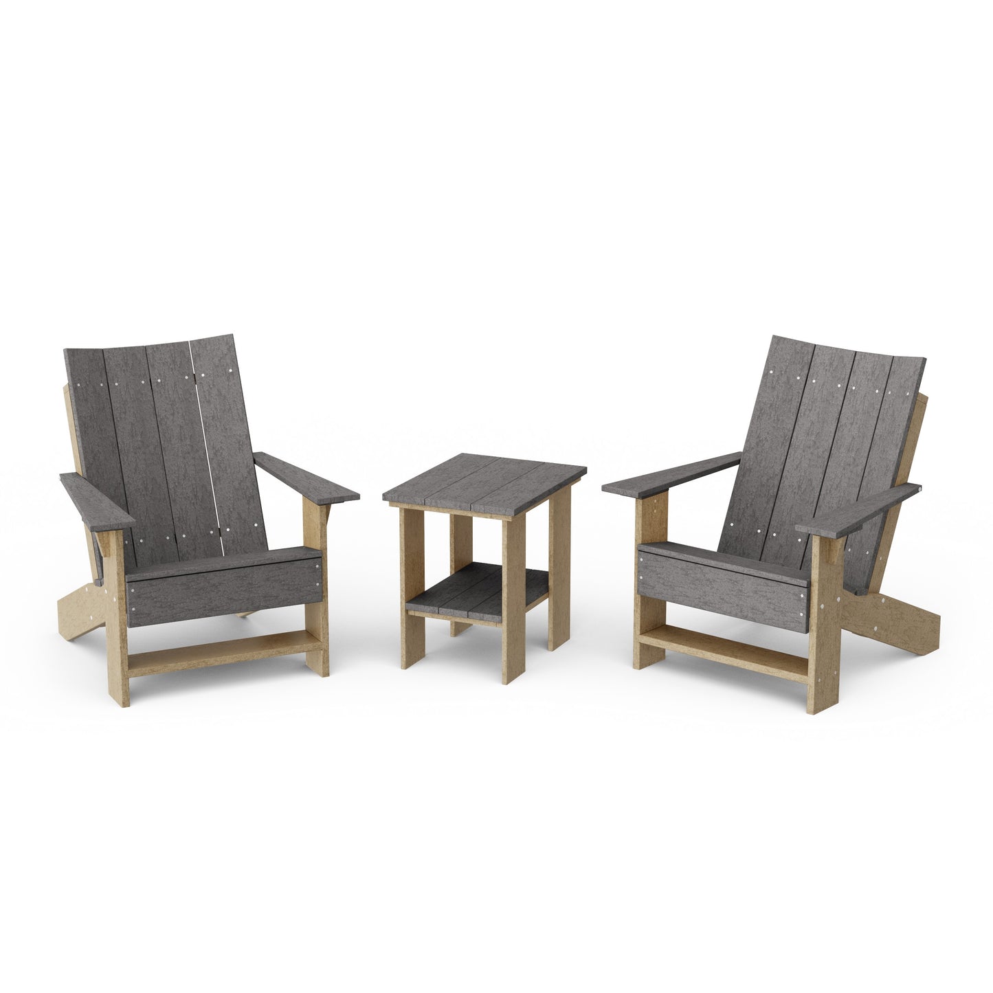 Contemporary 3-Piece Modern Adirondack Chair Set with Side Table