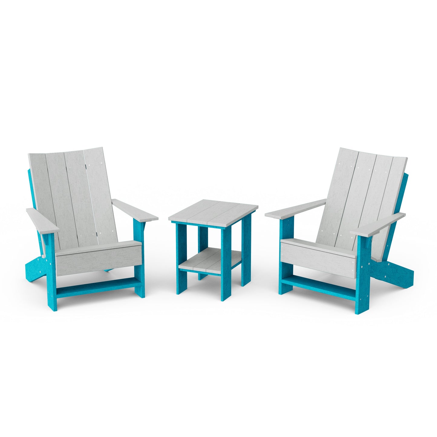 Contemporary 3-Piece Modern Adirondack Chair Set with Side Table