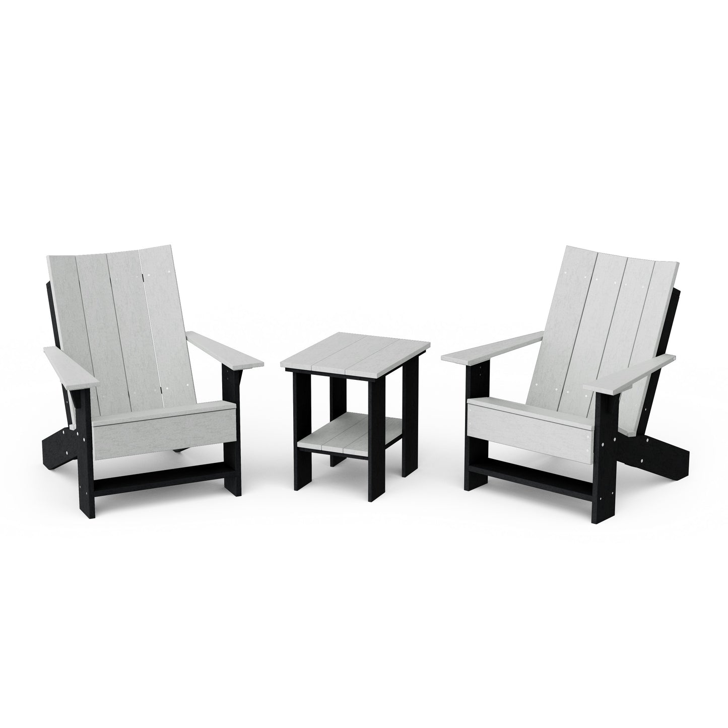 Contemporary 3-Piece Modern Adirondack Chair Set with Side Table