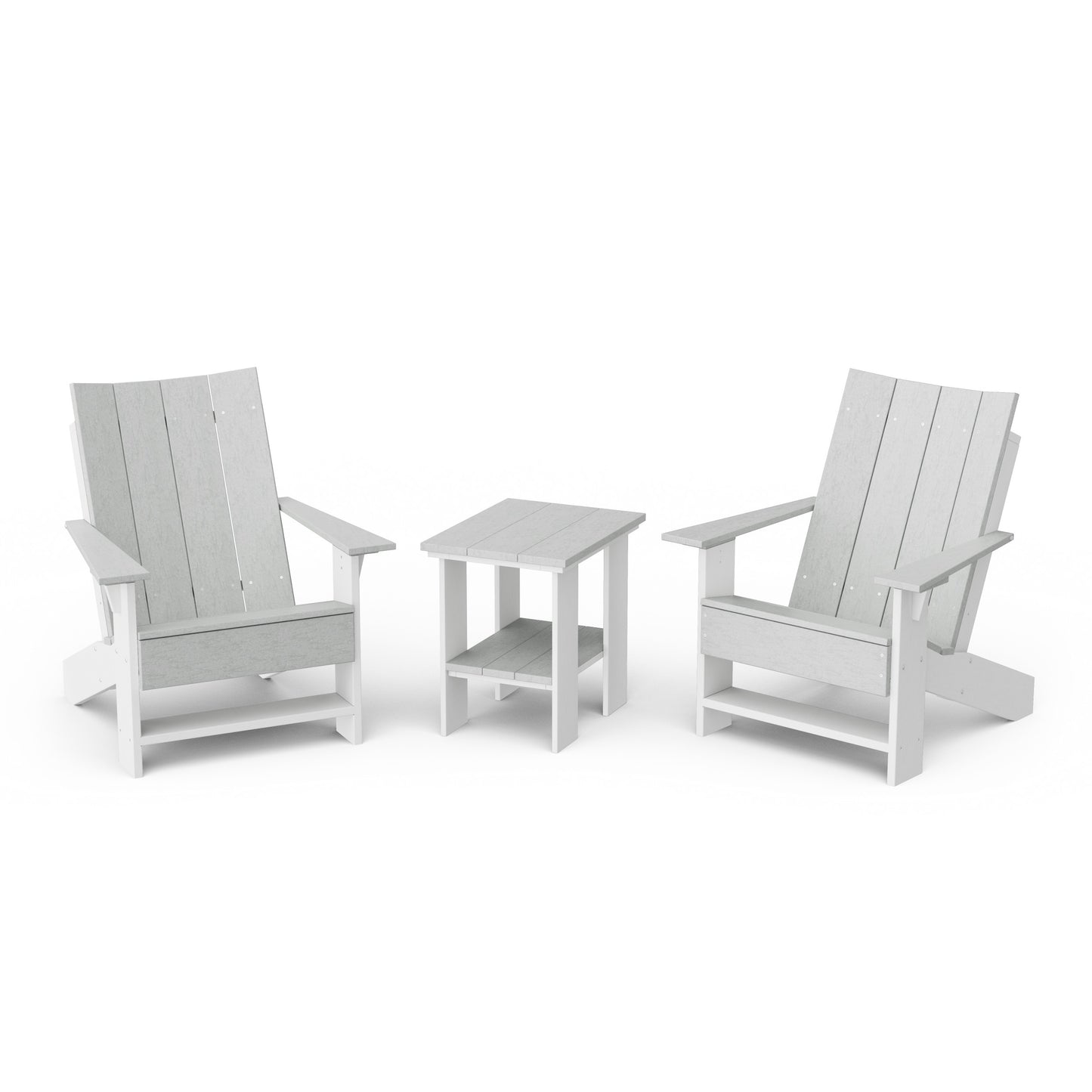 Contemporary 3-Piece Modern Adirondack Chair Set with Side Table