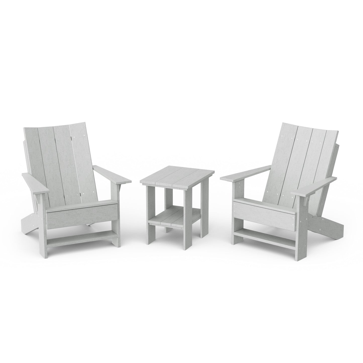 Contemporary 3-Piece Modern Adirondack Chair Set with Side Table