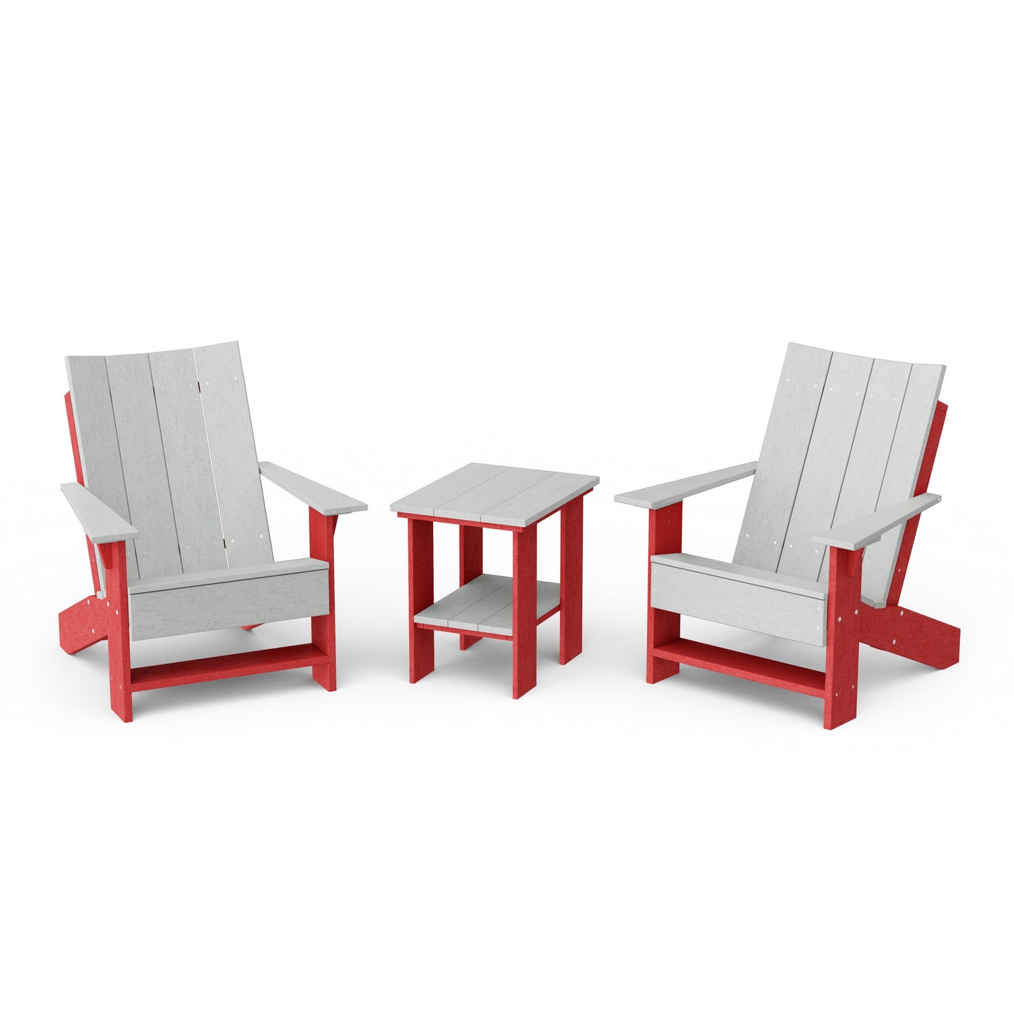 Contemporary 3-Piece Modern Adirondack Chair Set with Side Table