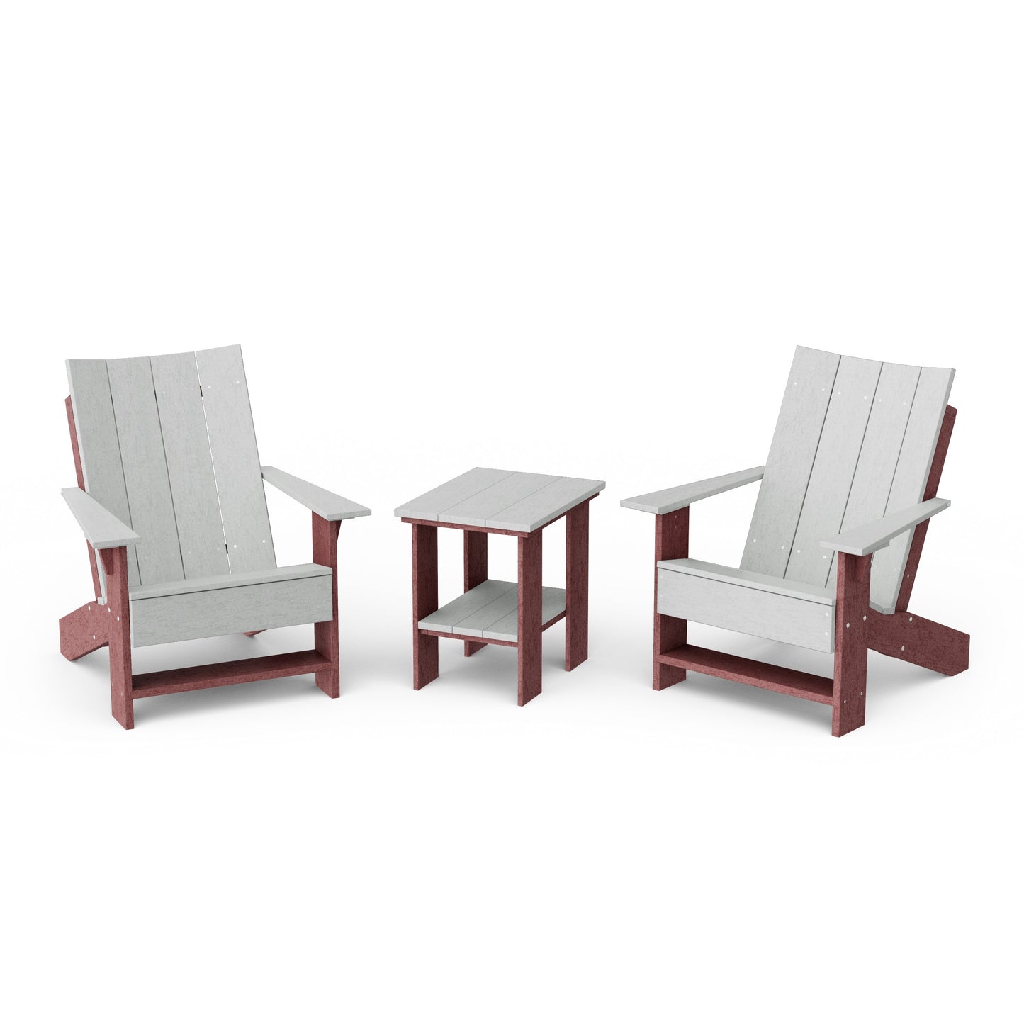Contemporary 3-Piece Modern Adirondack Chair Set with Side Table