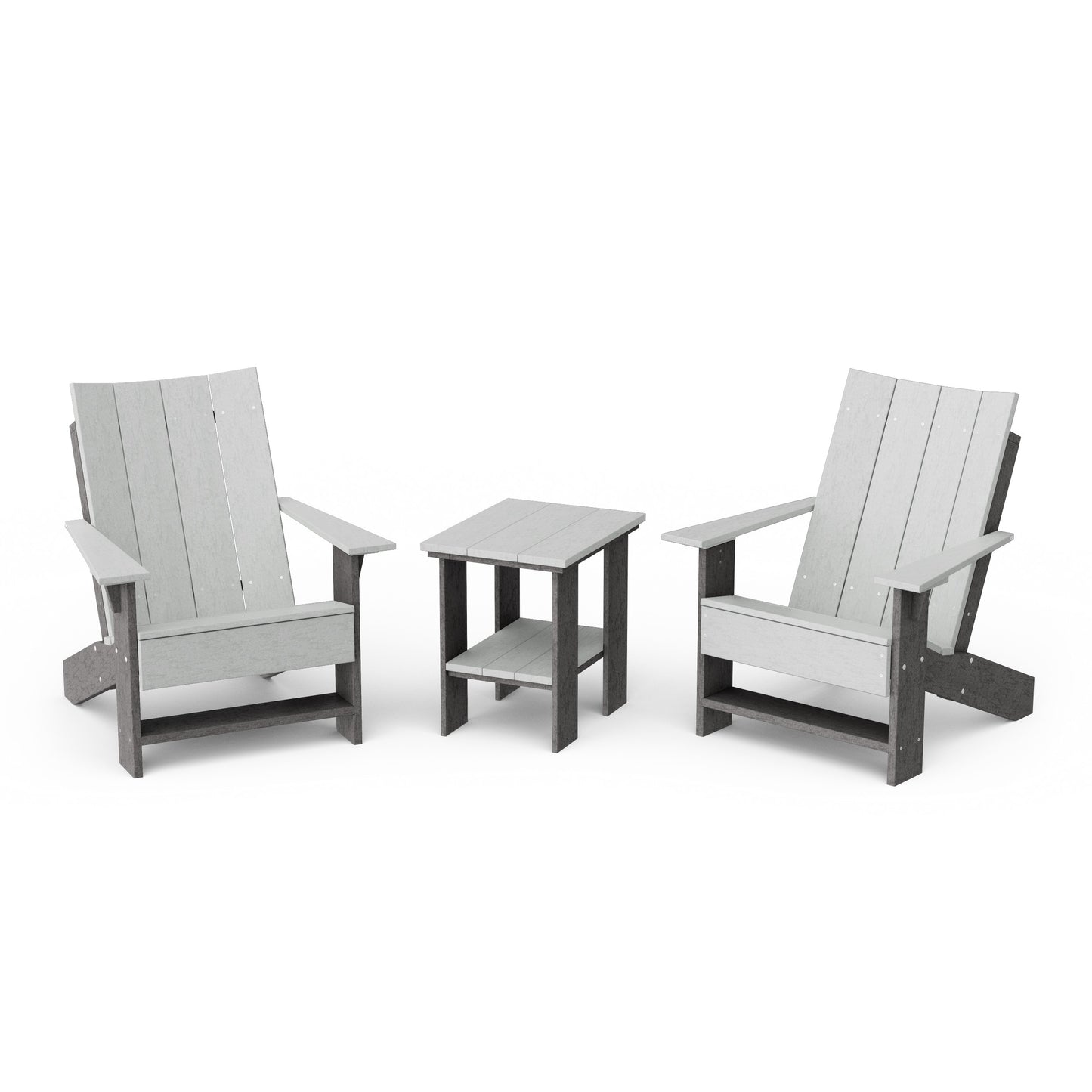 Contemporary 3-Piece Modern Adirondack Chair Set with Side Table