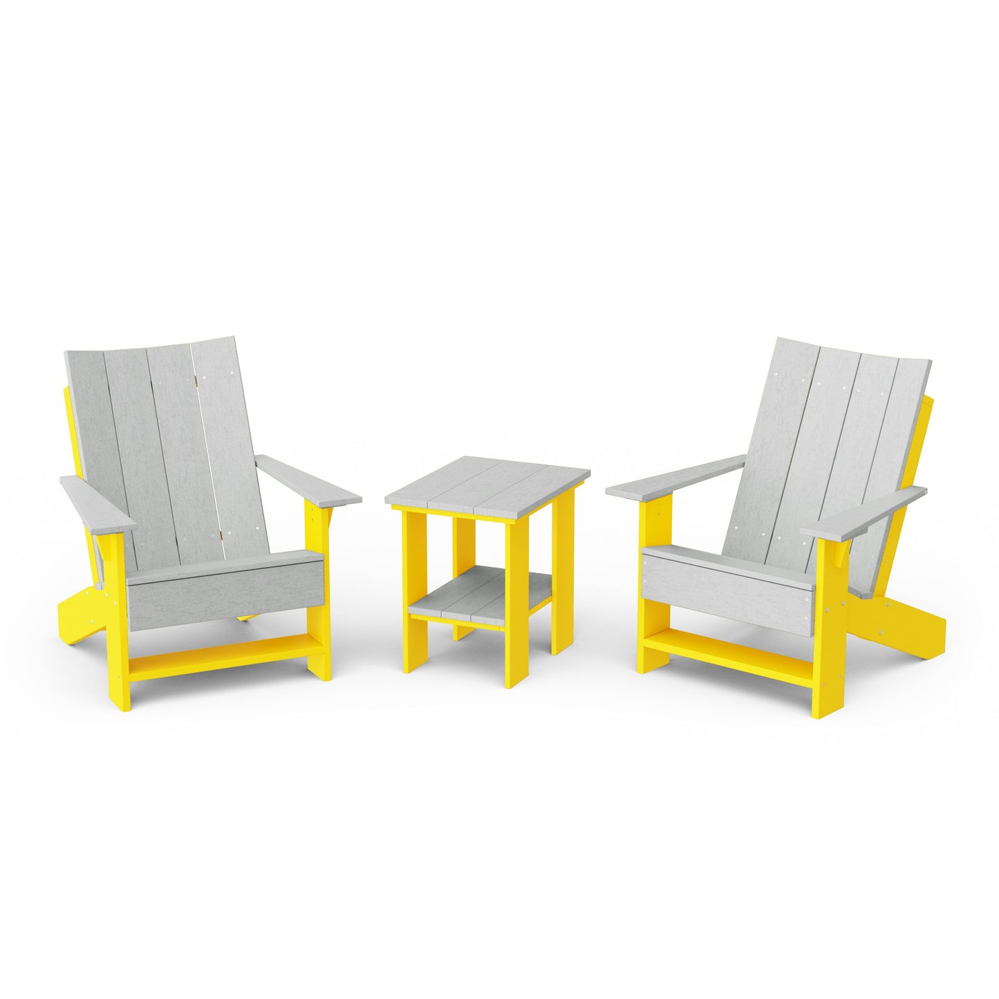 Contemporary 3-Piece Modern Adirondack Chair Set with Side Table