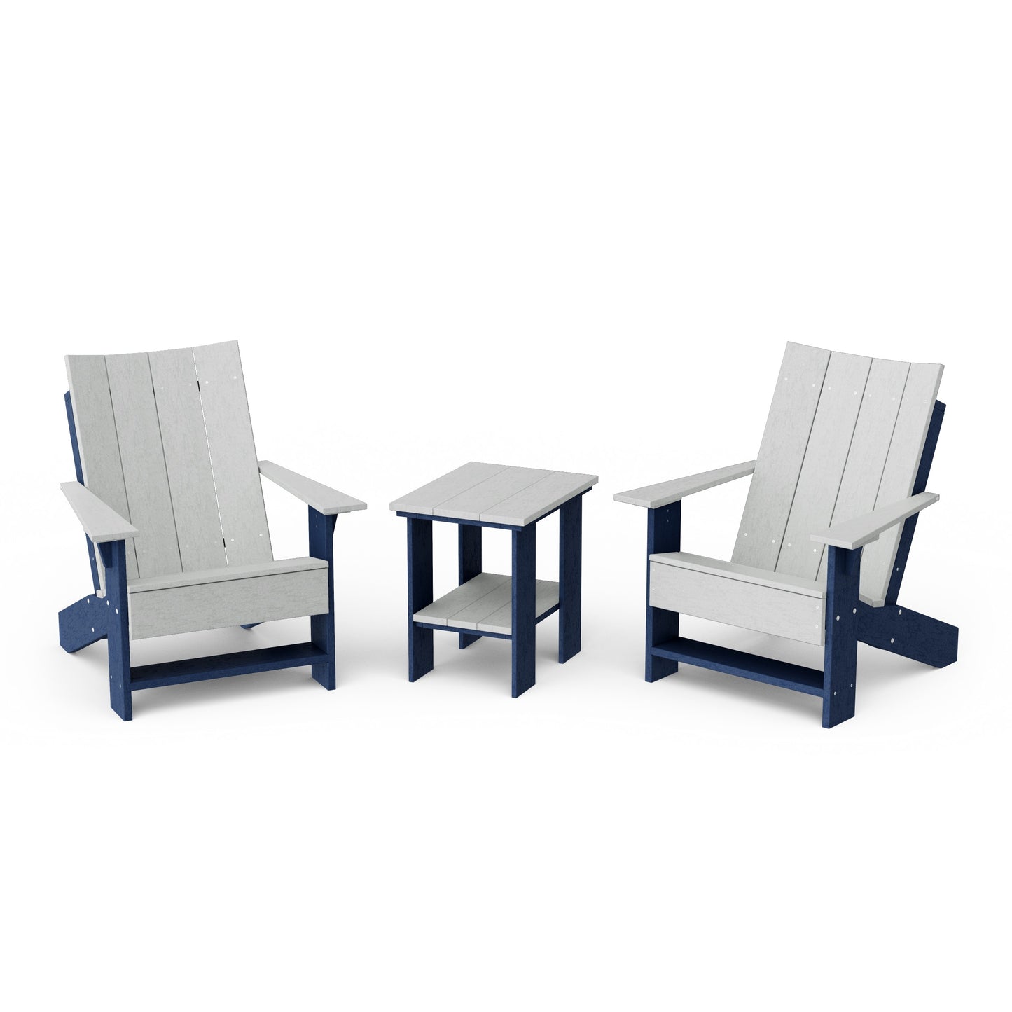 Contemporary 3-Piece Modern Adirondack Chair Set with Side Table