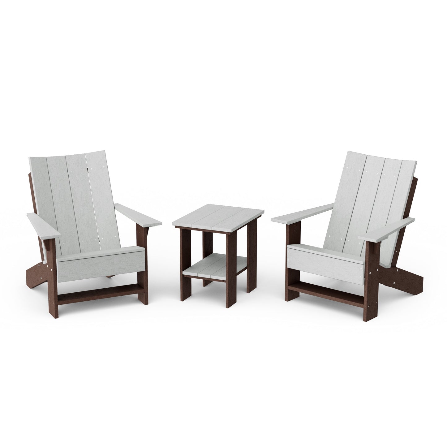 Contemporary 3-Piece Modern Adirondack Chair Set with Side Table