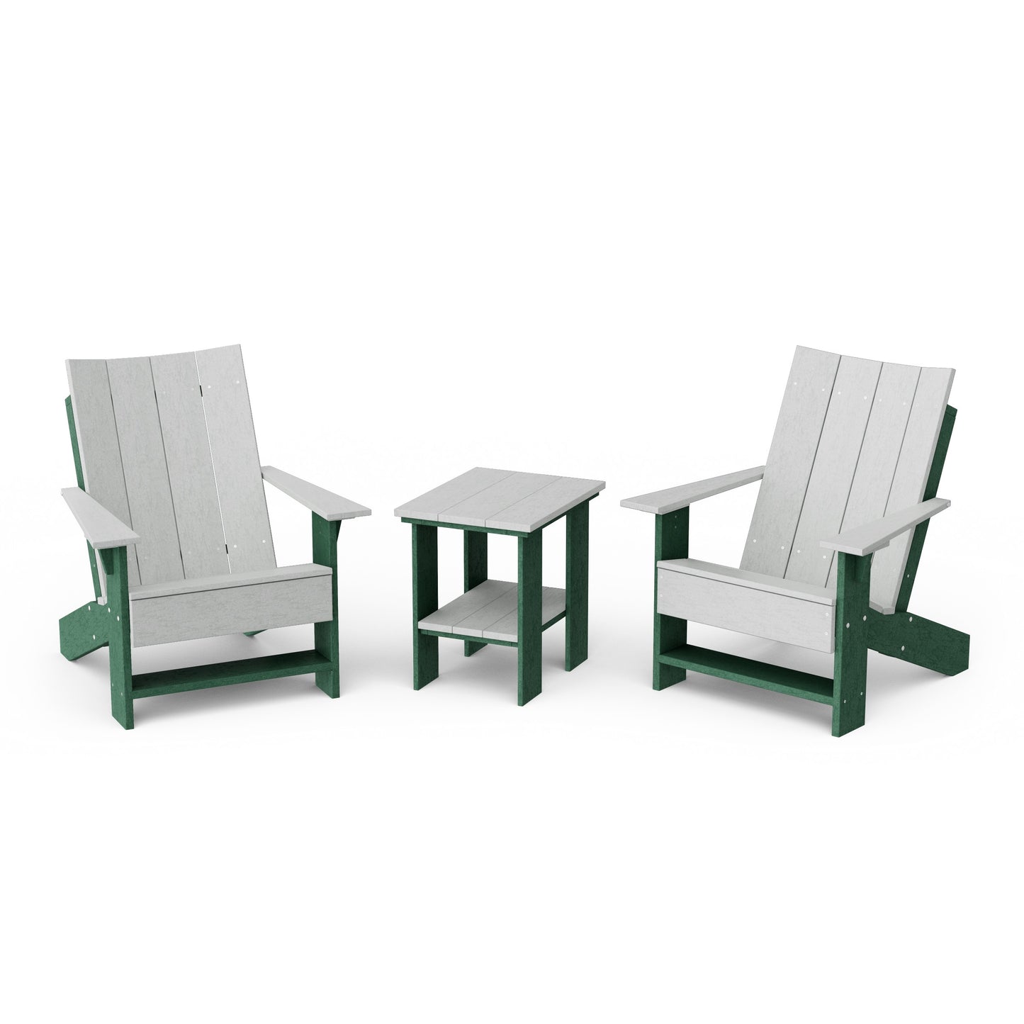 Contemporary 3-Piece Modern Adirondack Chair Set with Side Table