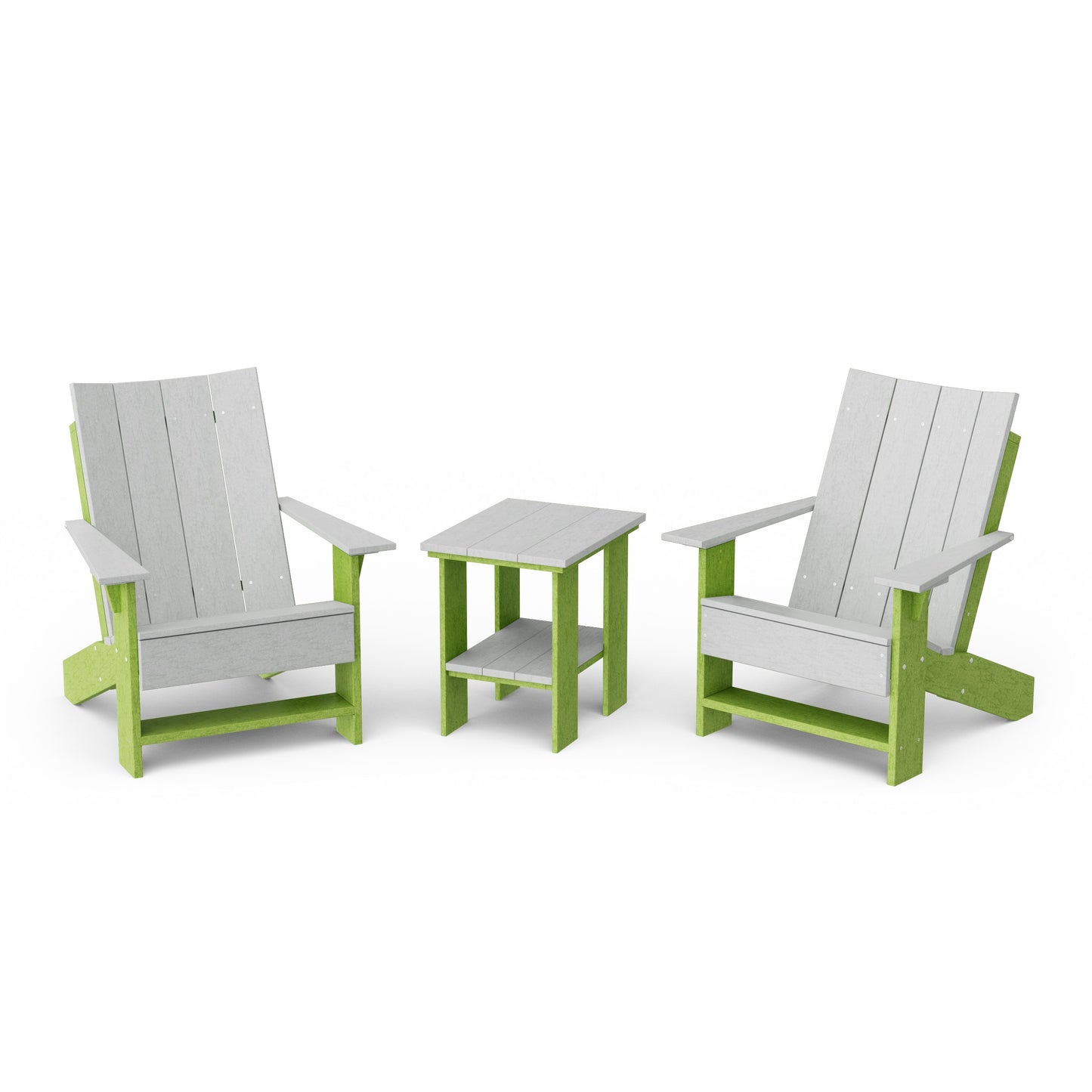 Contemporary 3-Piece Modern Adirondack Chair Set with Side Table