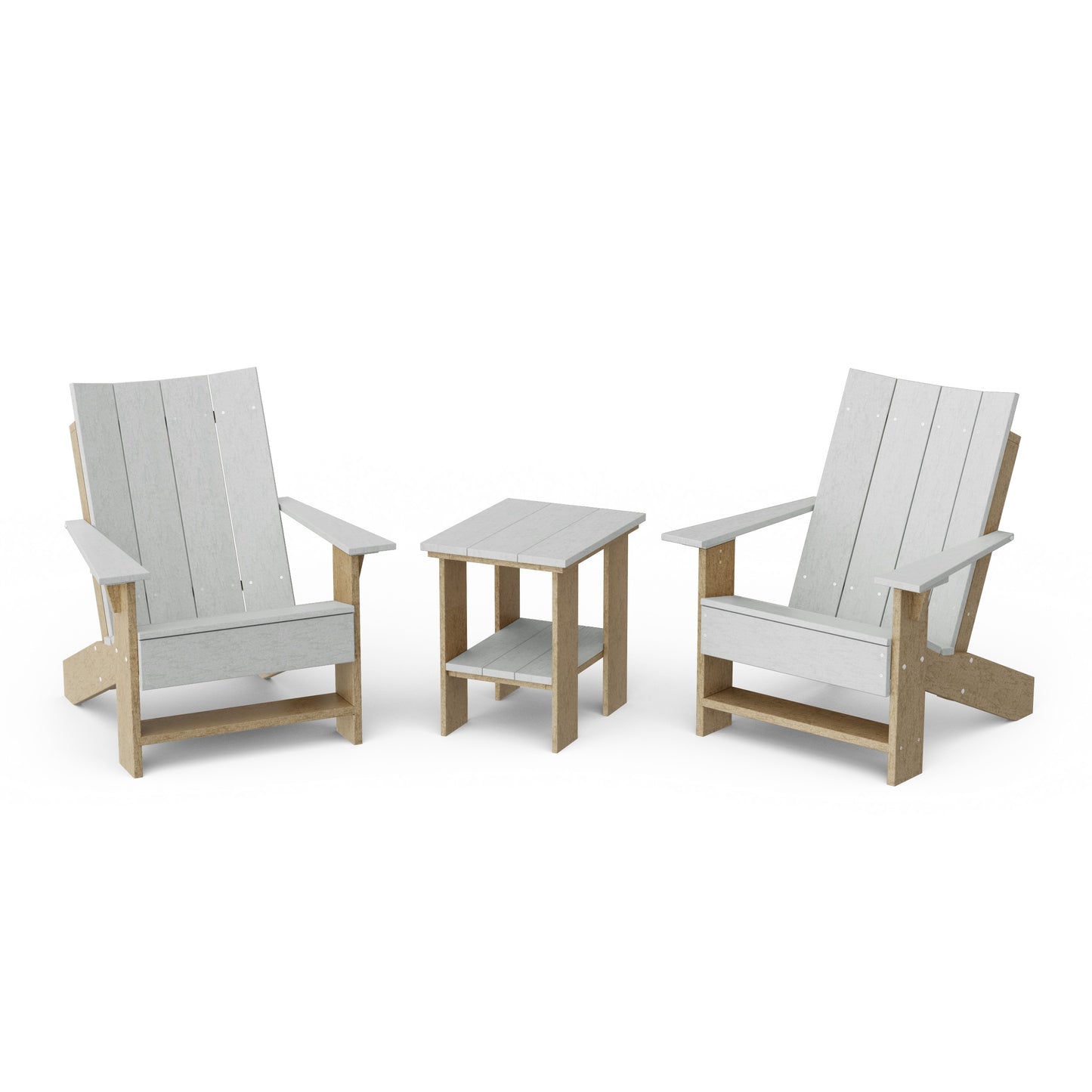 Contemporary 3-Piece Modern Adirondack Chair Set with Side Table