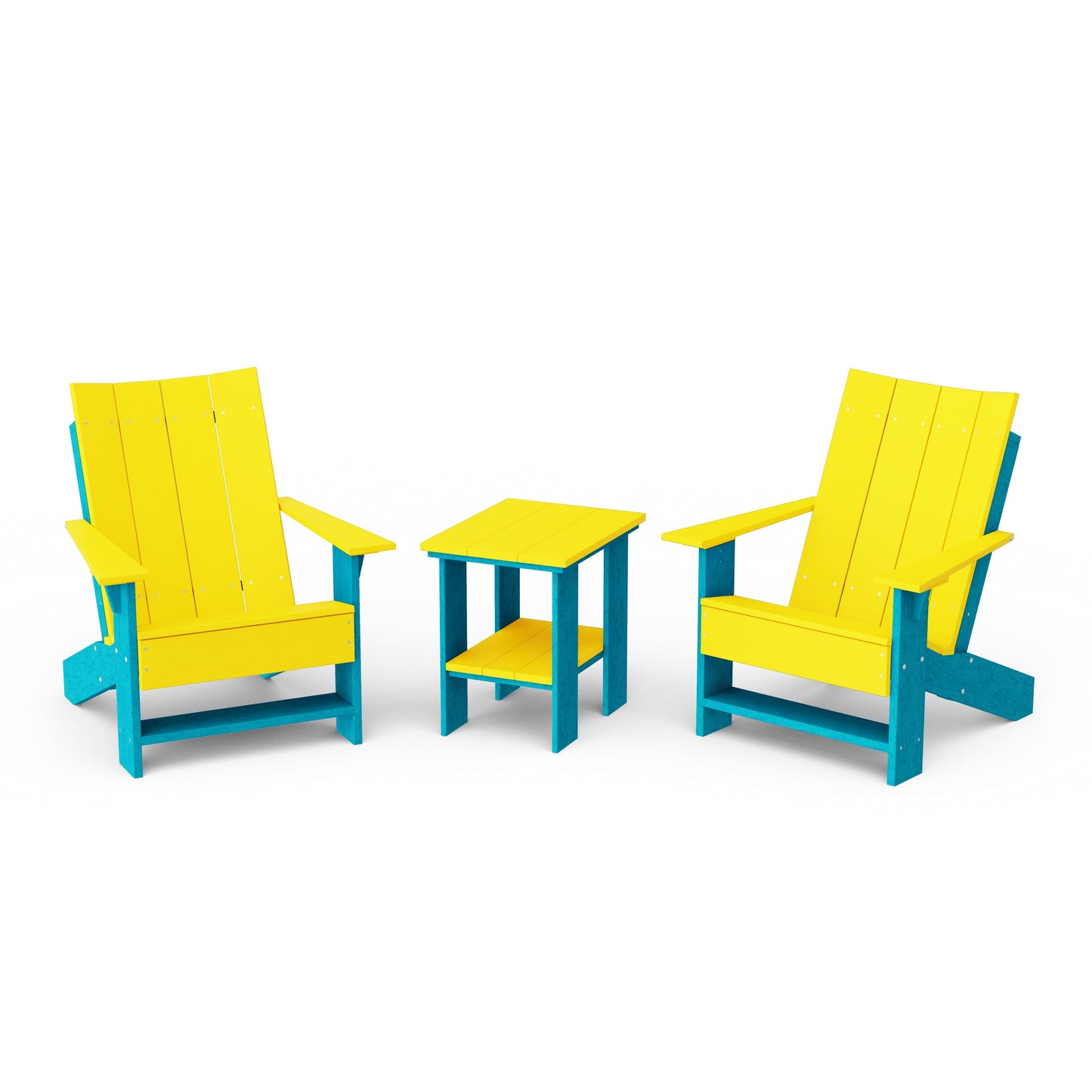 Contemporary 3-Piece Modern Adirondack Chair Set with Side Table