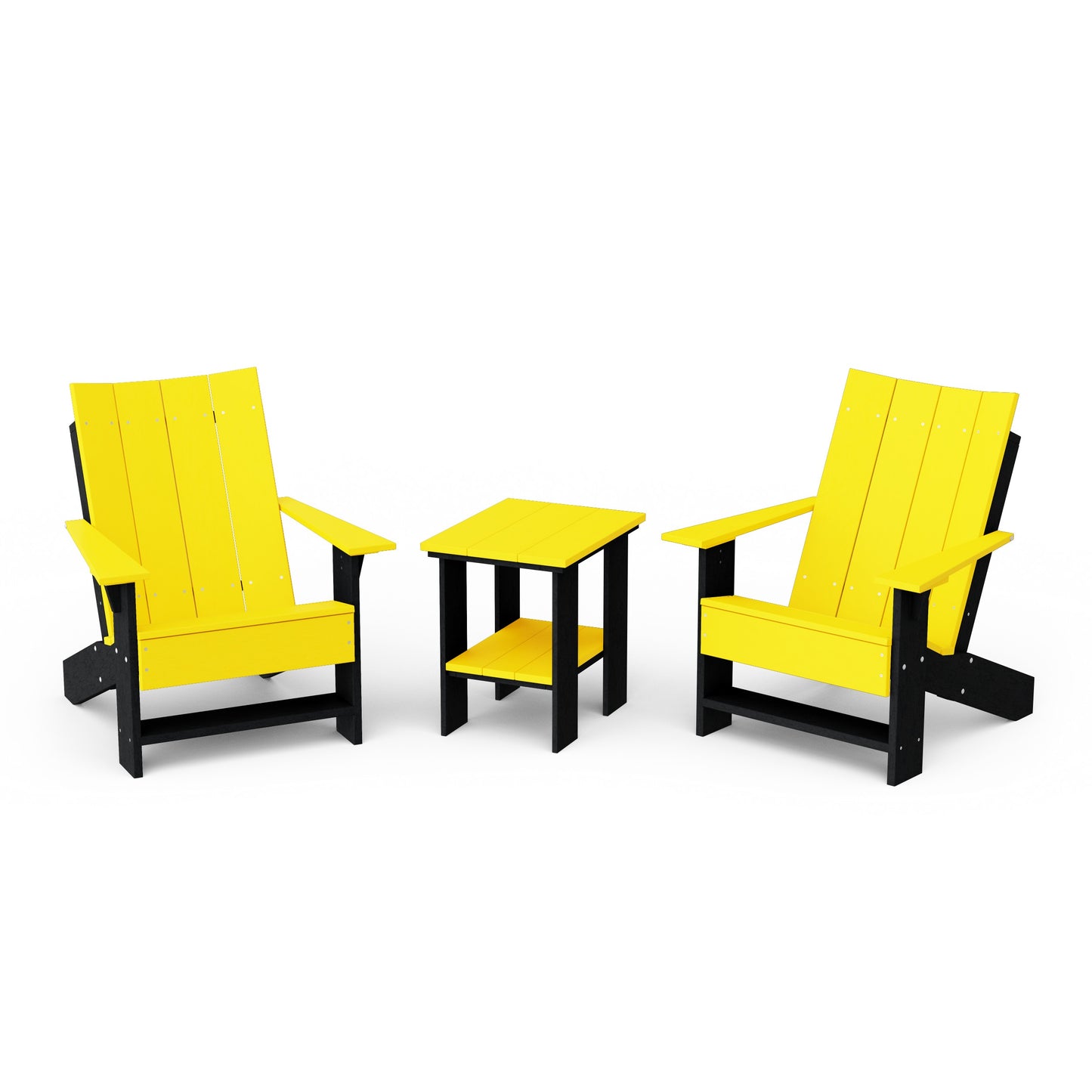 Contemporary 3-Piece Modern Adirondack Chair Set with Side Table