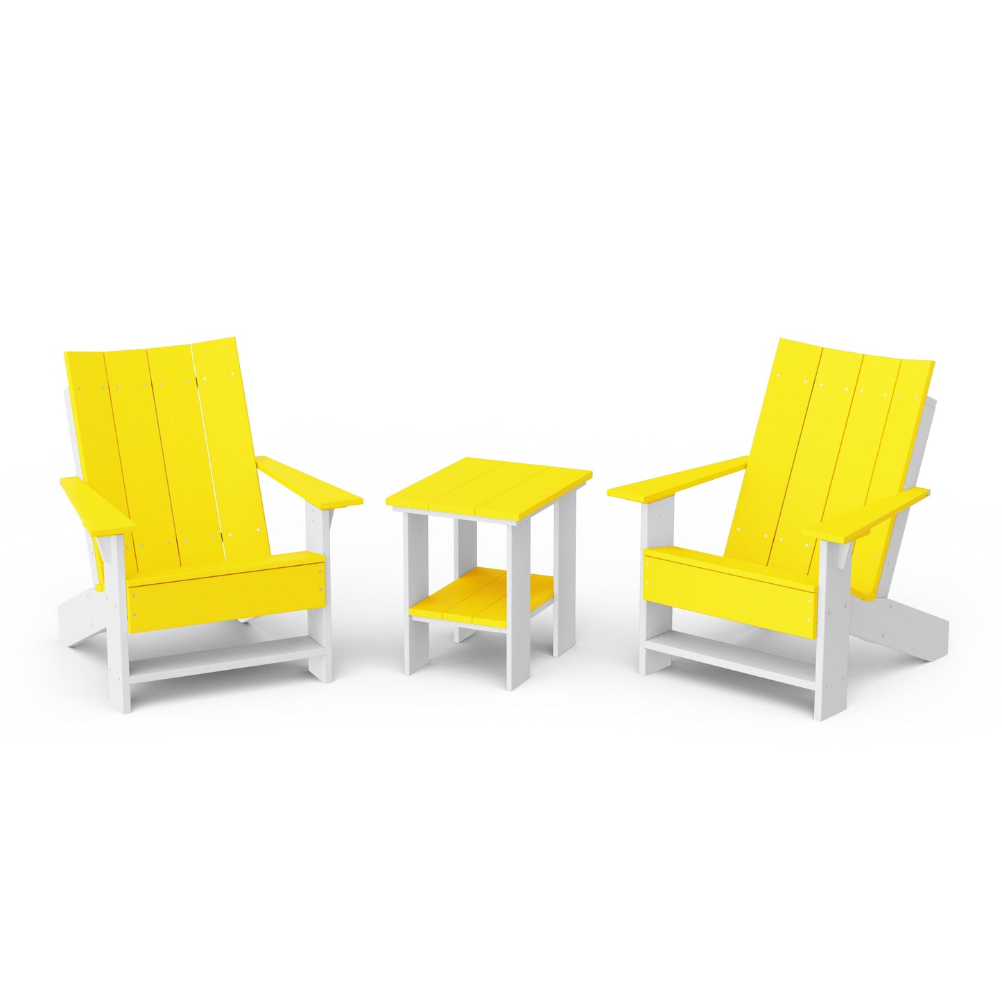 Contemporary 3-Piece Modern Adirondack Chair Set with Side Table