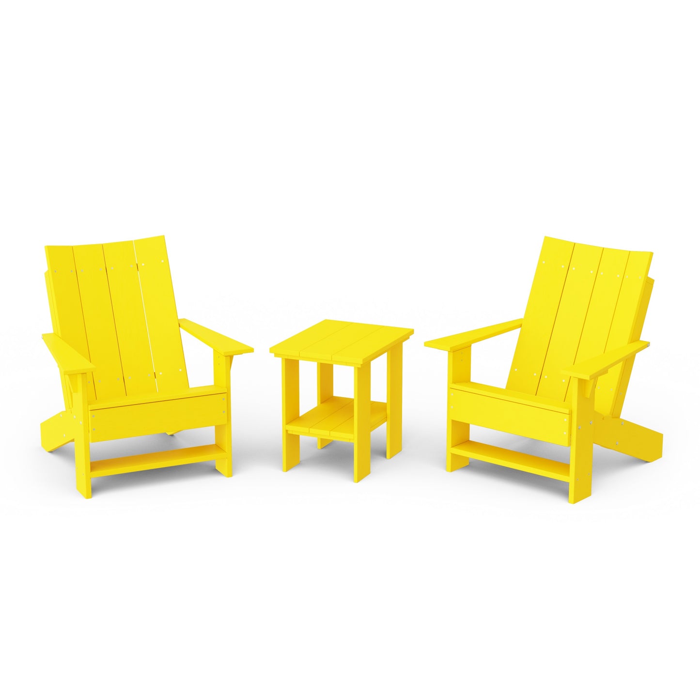 Contemporary 3-Piece Modern Adirondack Chair Set with Side Table