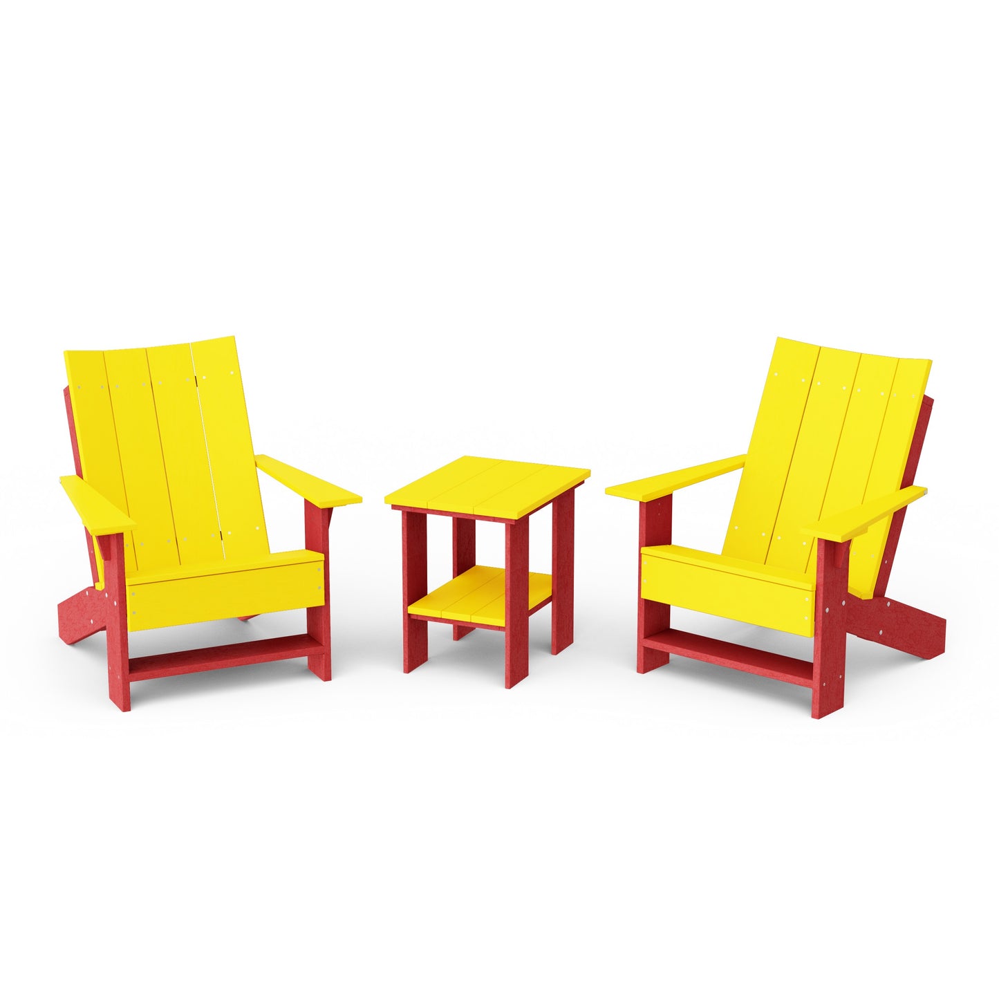 Contemporary 3-Piece Modern Adirondack Chair Set with Side Table