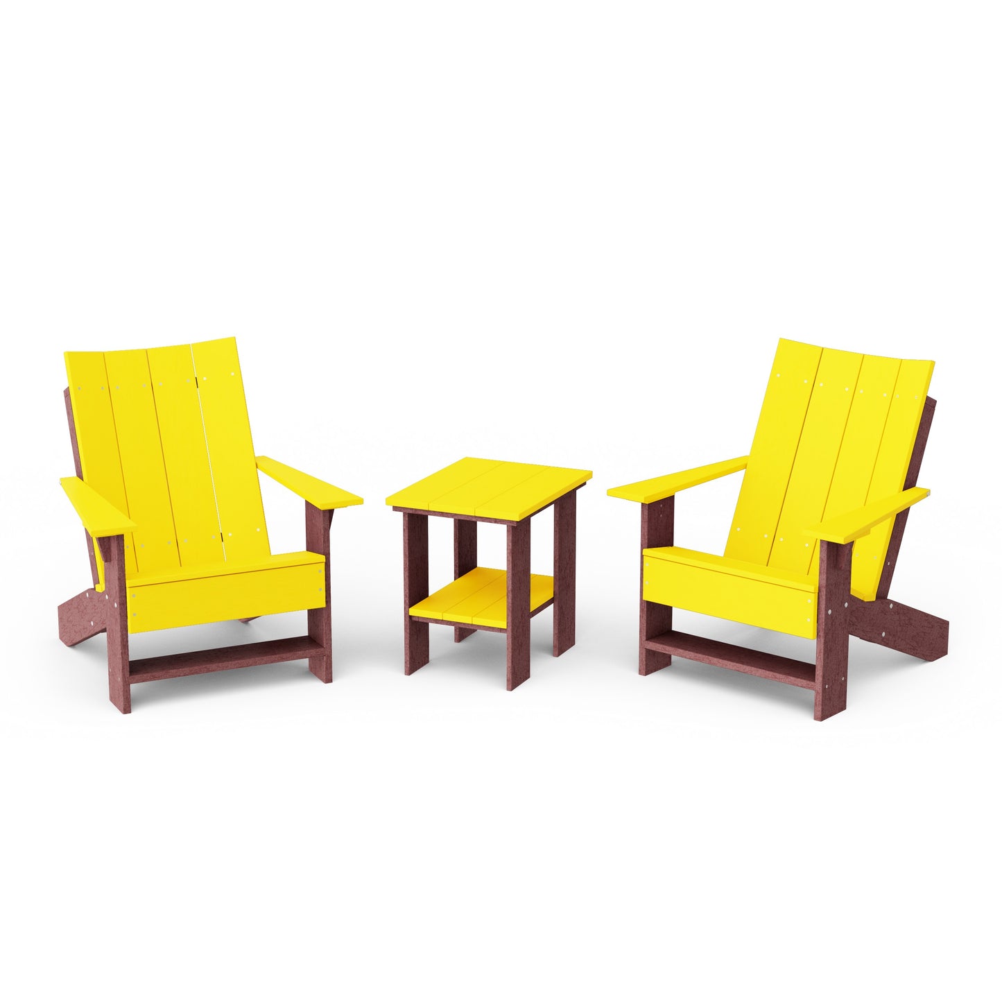 Contemporary 3-Piece Modern Adirondack Chair Set with Side Table