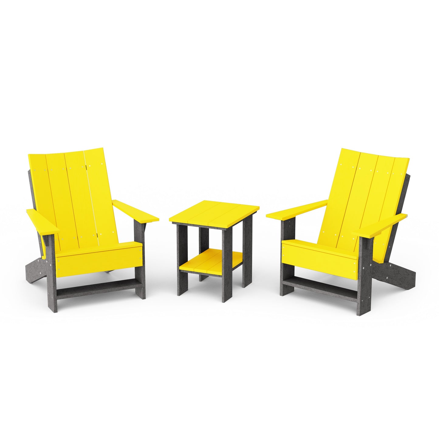 Contemporary 3-Piece Modern Adirondack Chair Set with Side Table