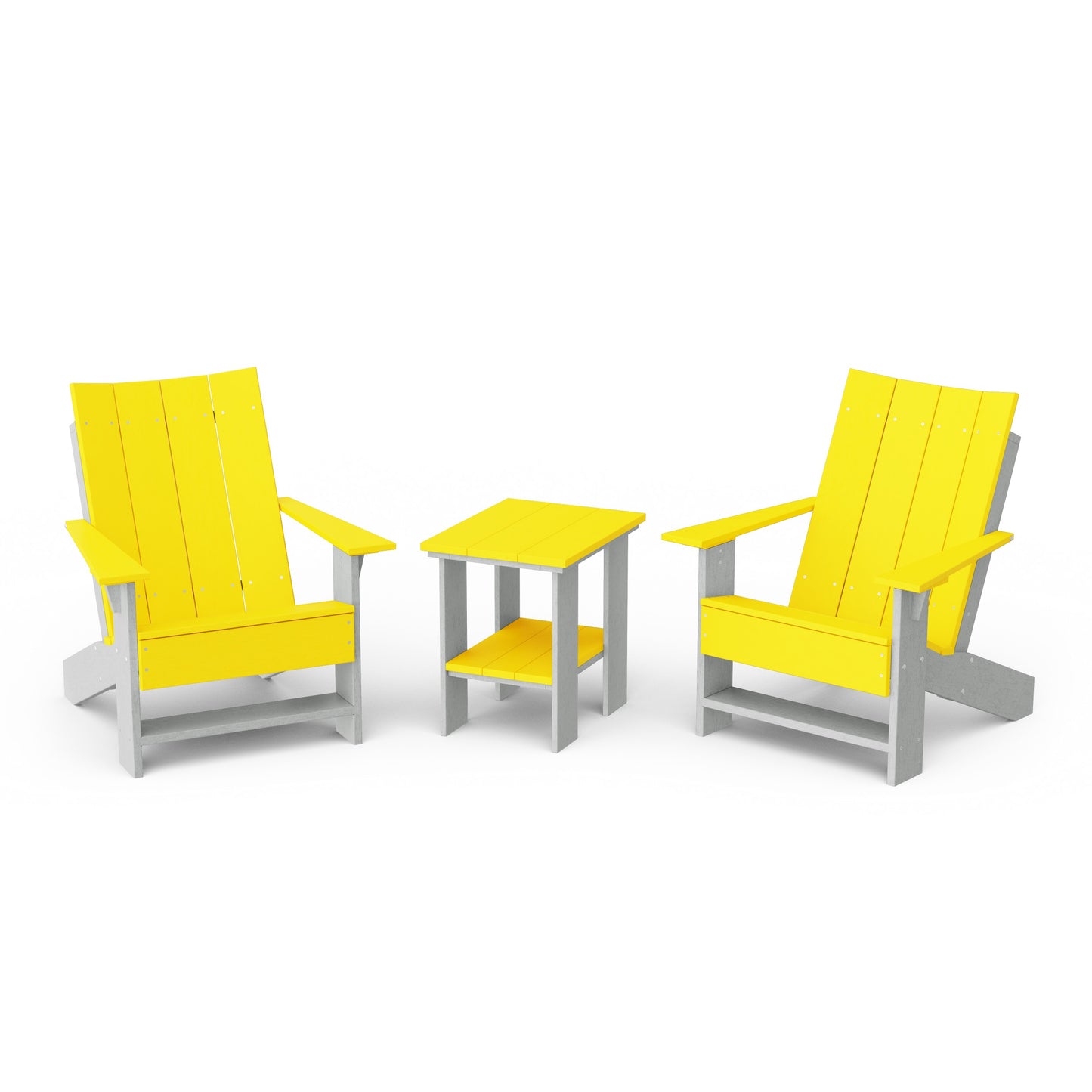Contemporary 3-Piece Modern Adirondack Chair Set with Side Table