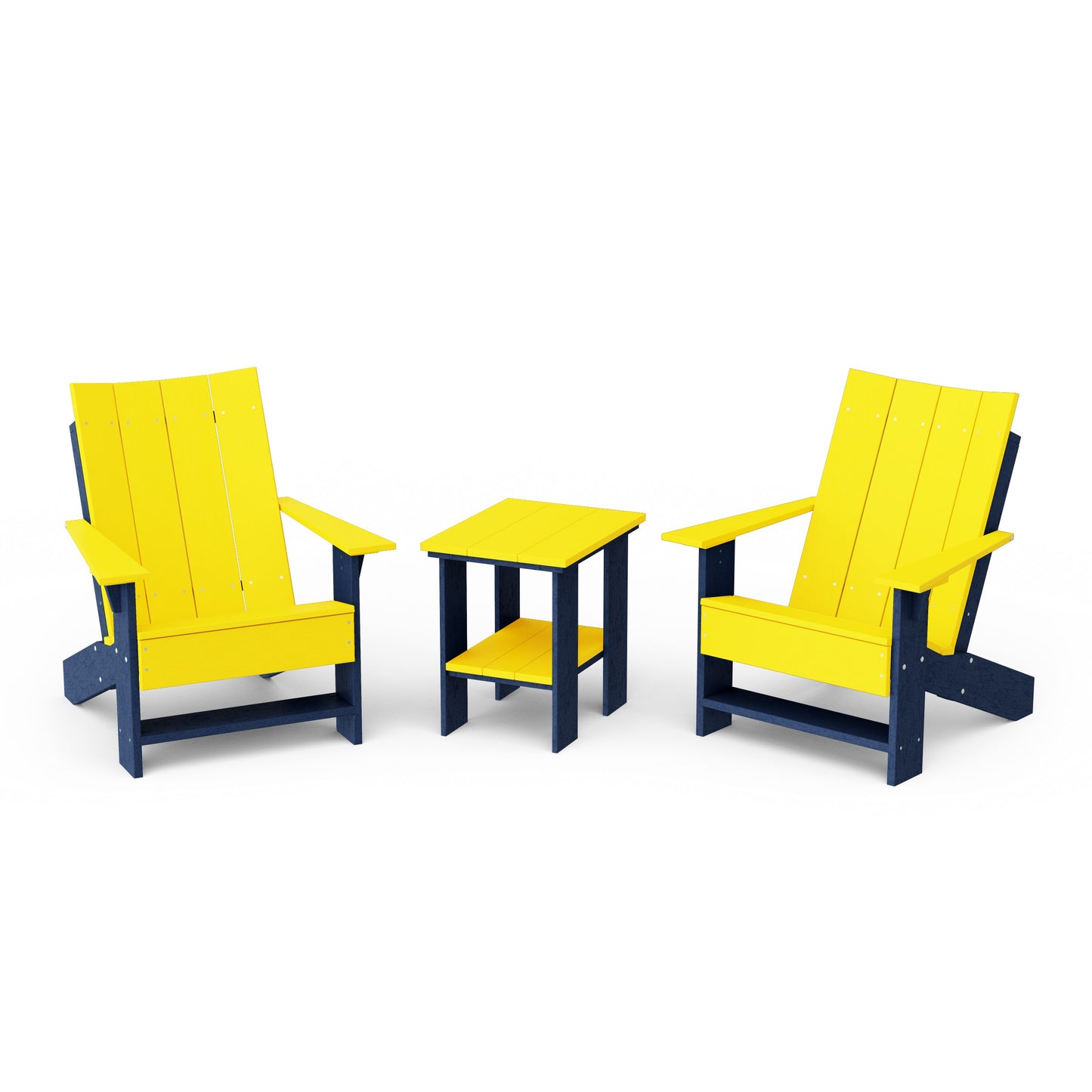 Contemporary 3-Piece Modern Adirondack Chair Set with Side Table