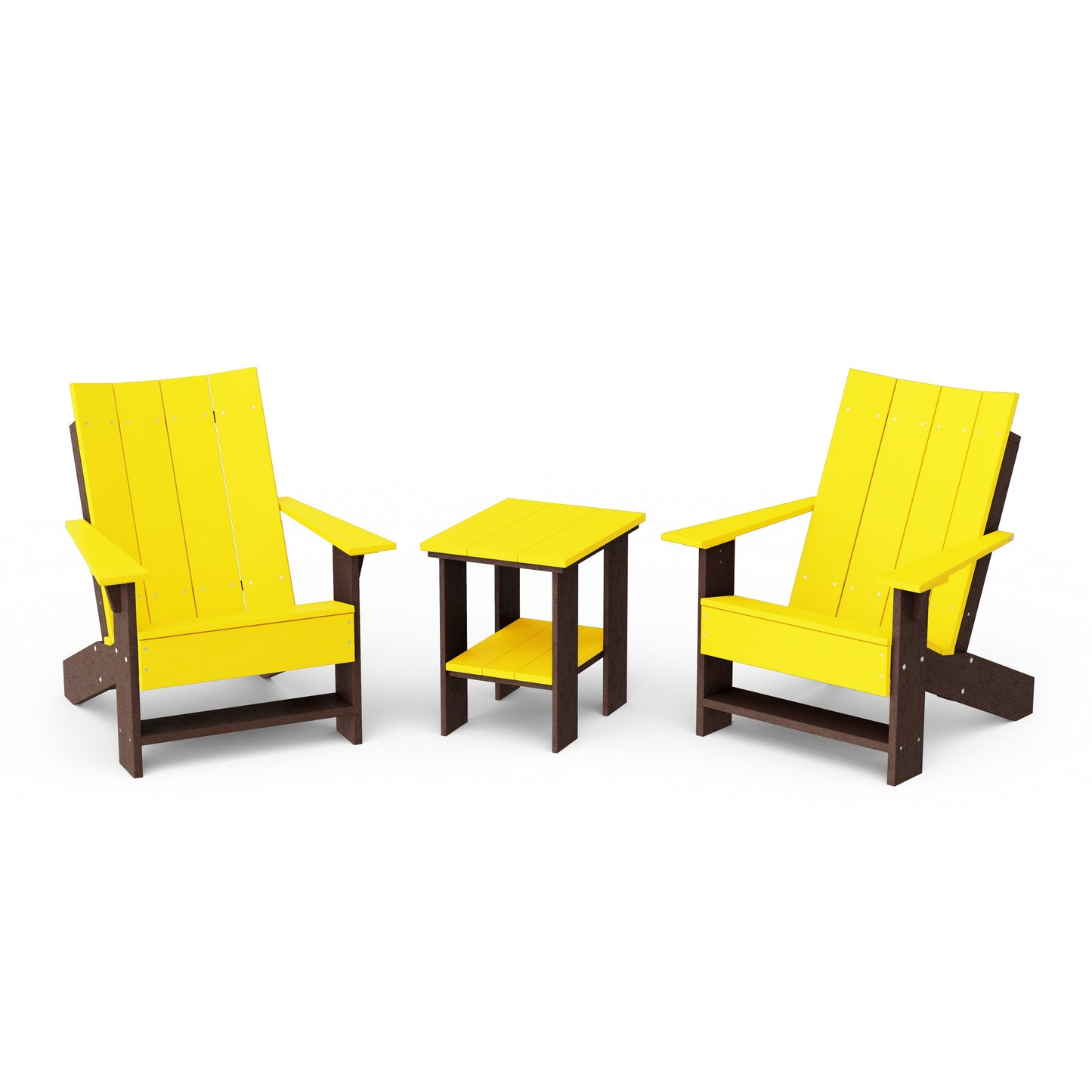Contemporary 3-Piece Modern Adirondack Chair Set with Side Table