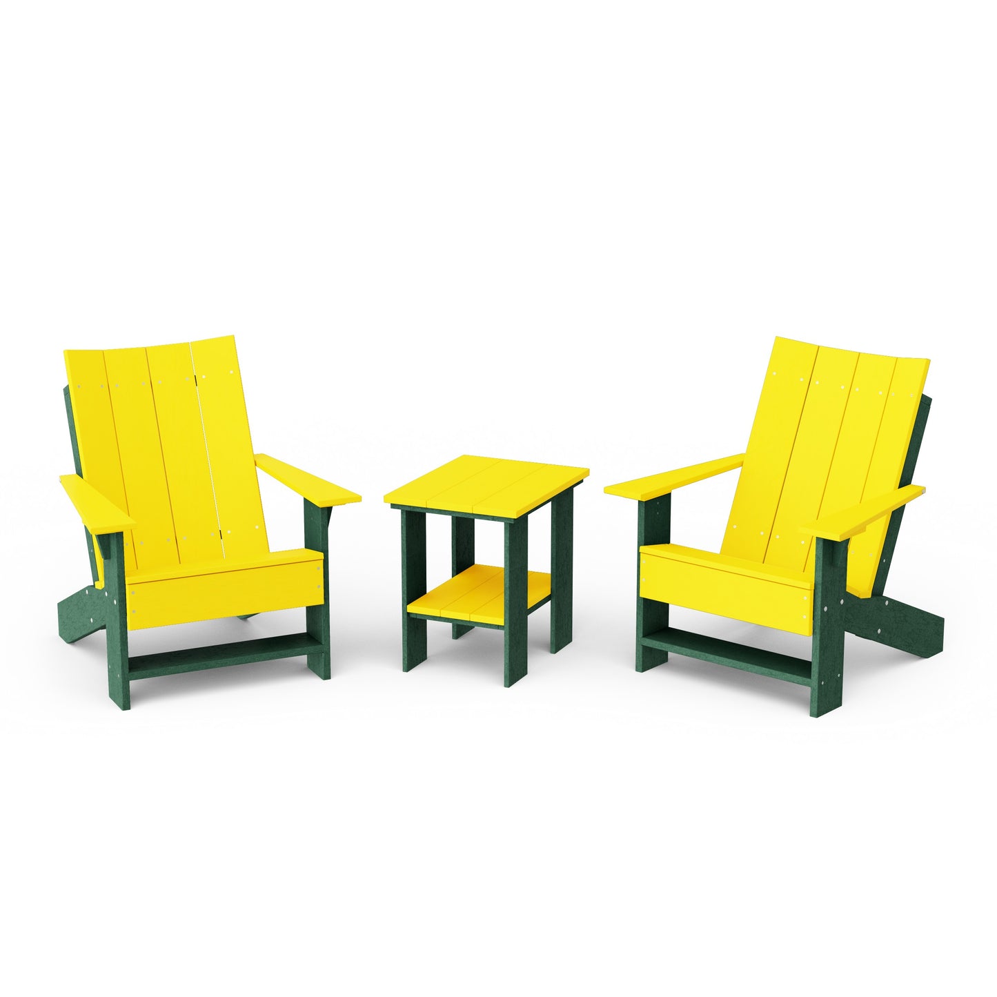 Contemporary 3-Piece Modern Adirondack Chair Set with Side Table