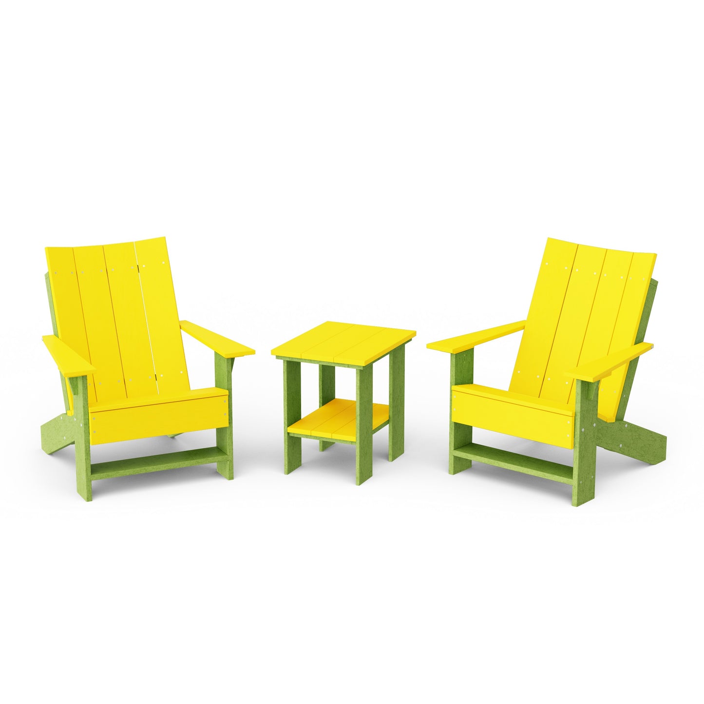 Contemporary 3-Piece Modern Adirondack Chair Set with Side Table