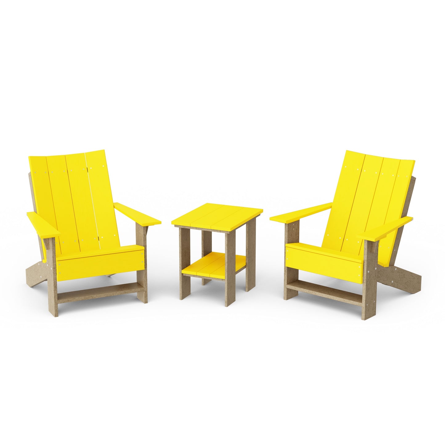 Contemporary 3-Piece Modern Adirondack Chair Set with Side Table