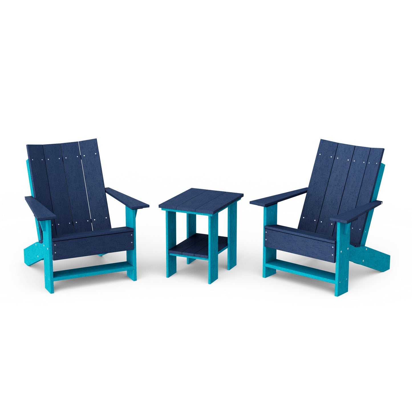 Contemporary 3-Piece Modern Adirondack Chair Set with Side Table