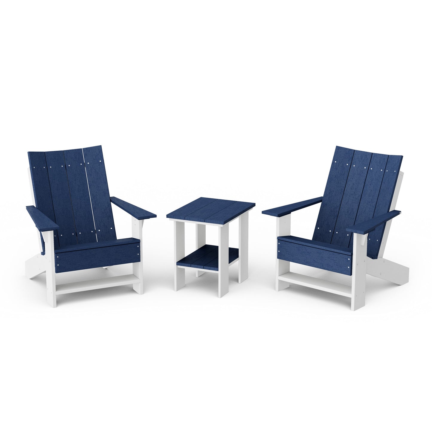 Contemporary 3-Piece Modern Adirondack Chair Set with Side Table
