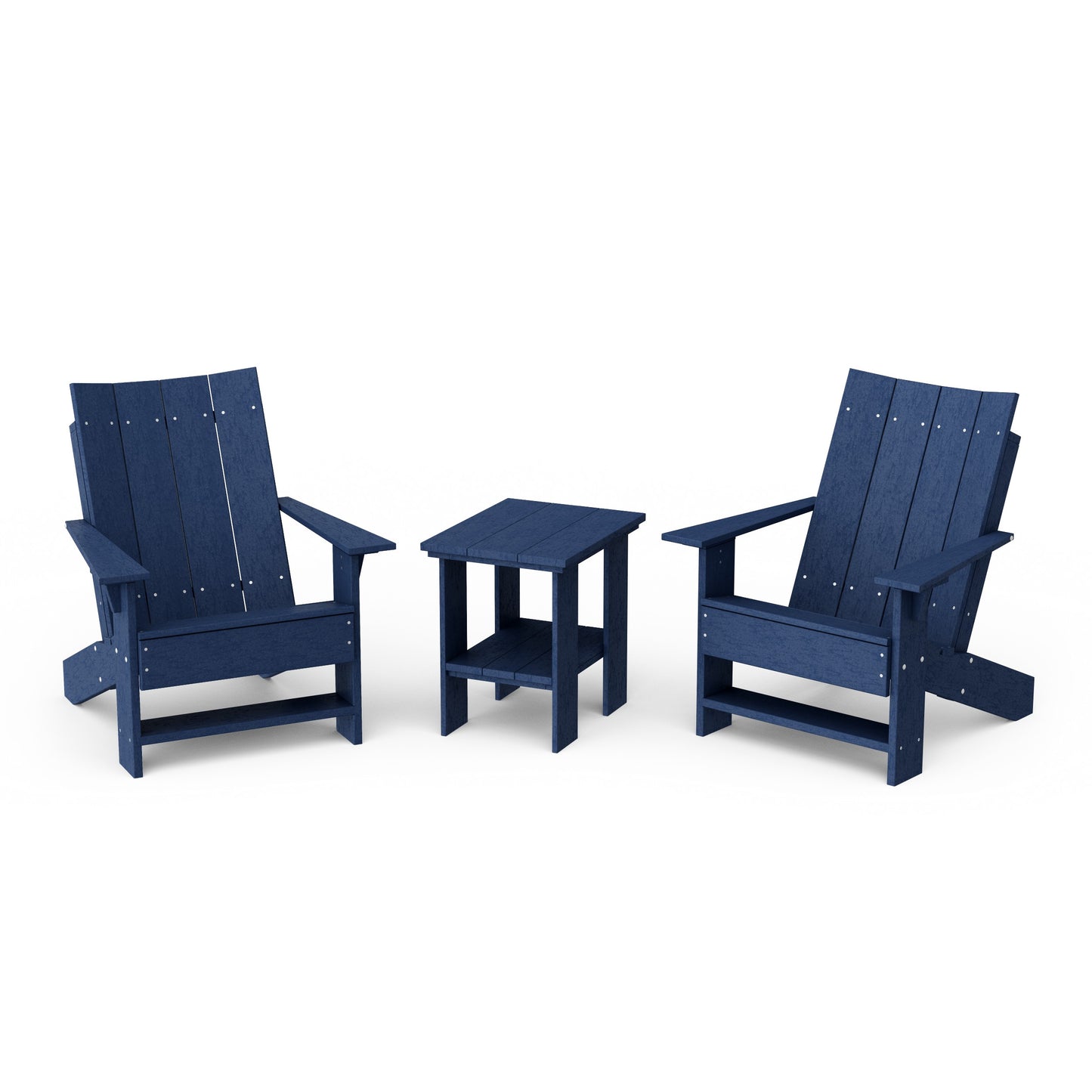 Contemporary 3-Piece Modern Adirondack Chair Set with Side Table