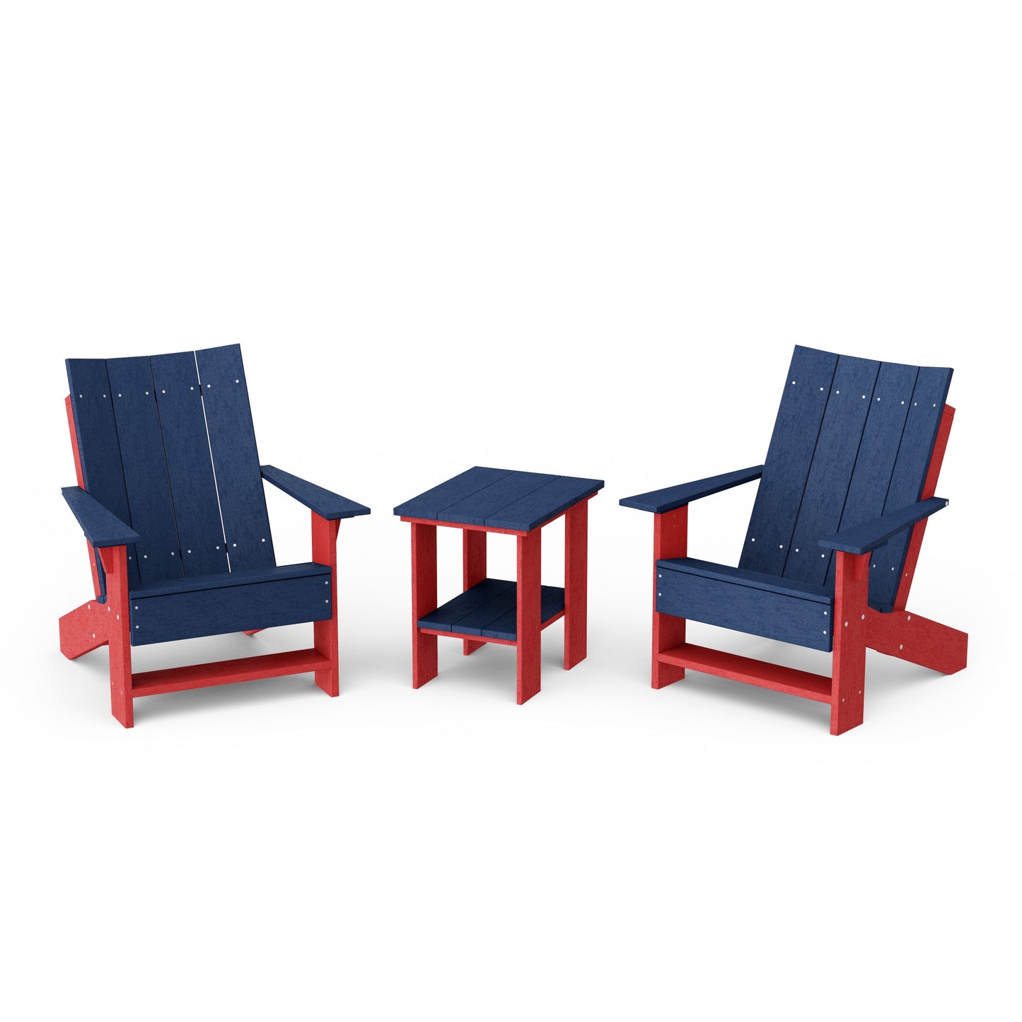 Contemporary 3-Piece Modern Adirondack Chair Set with Side Table